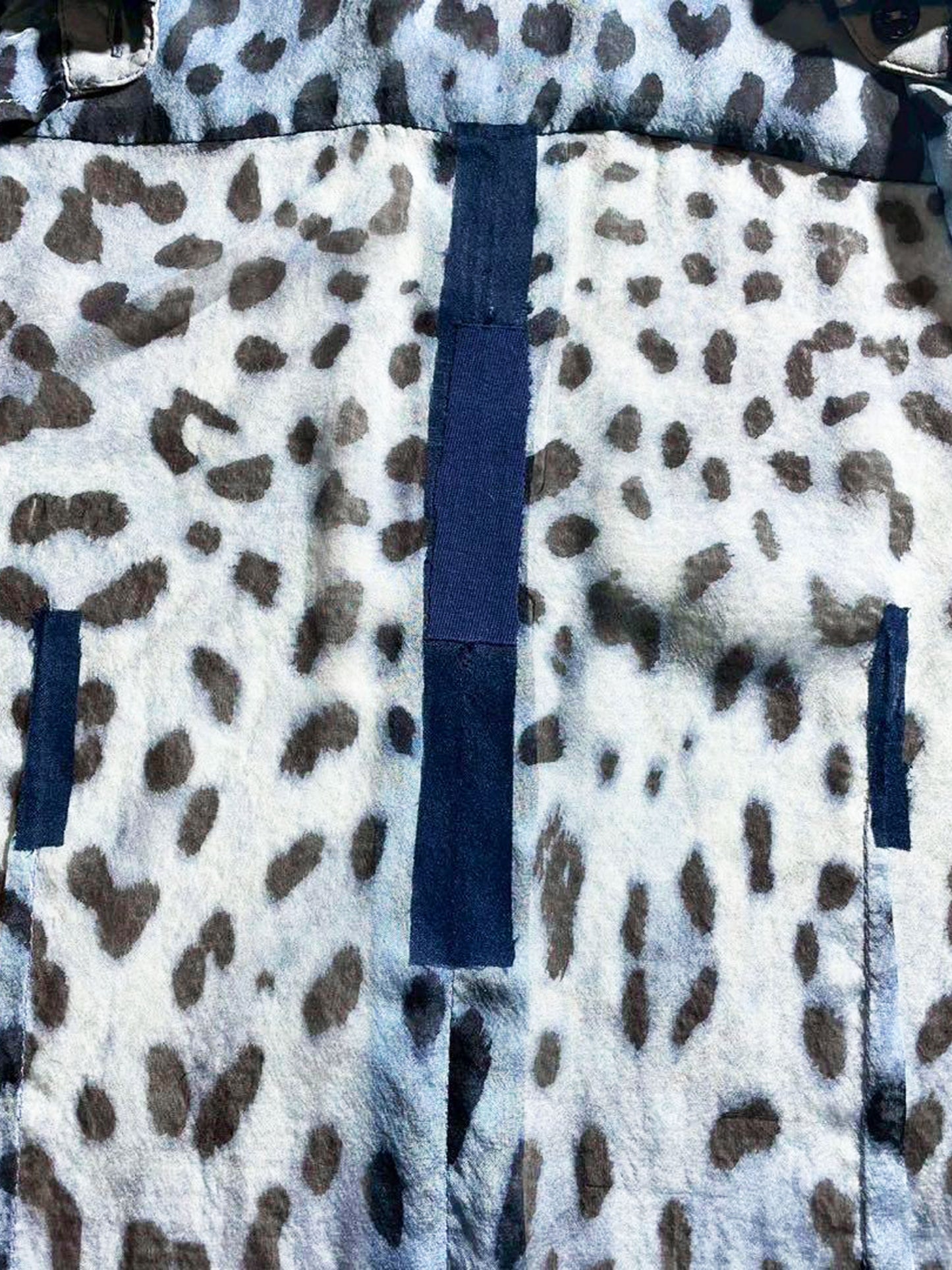 Dolce and Gabbana 2010s Blue Leopard Print Silk Shirt