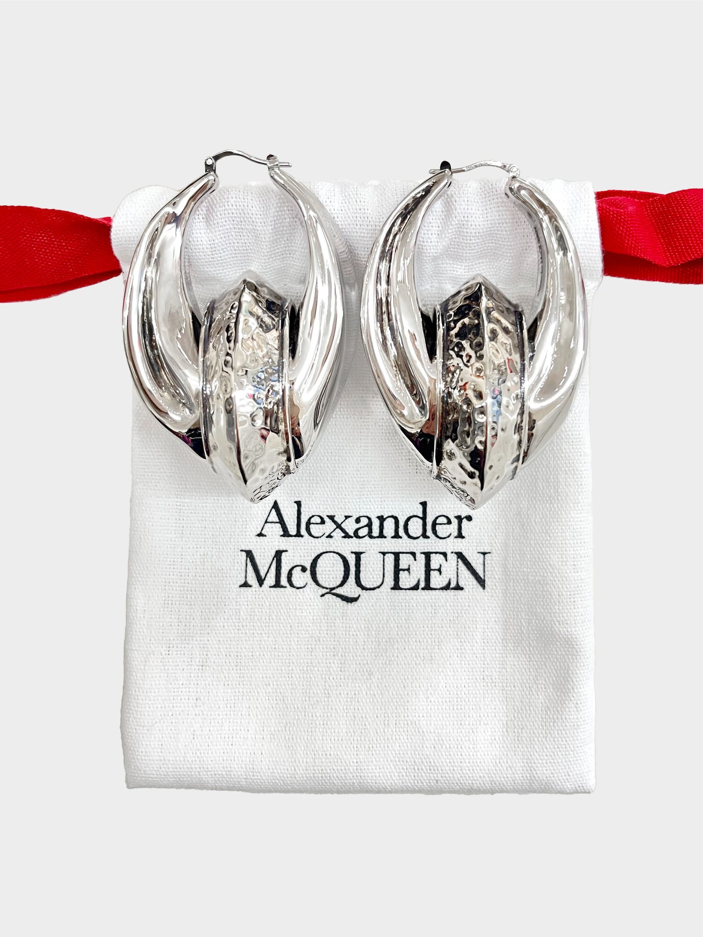 Alexander McQueen 2023 Silver Hammered Iris Earrings