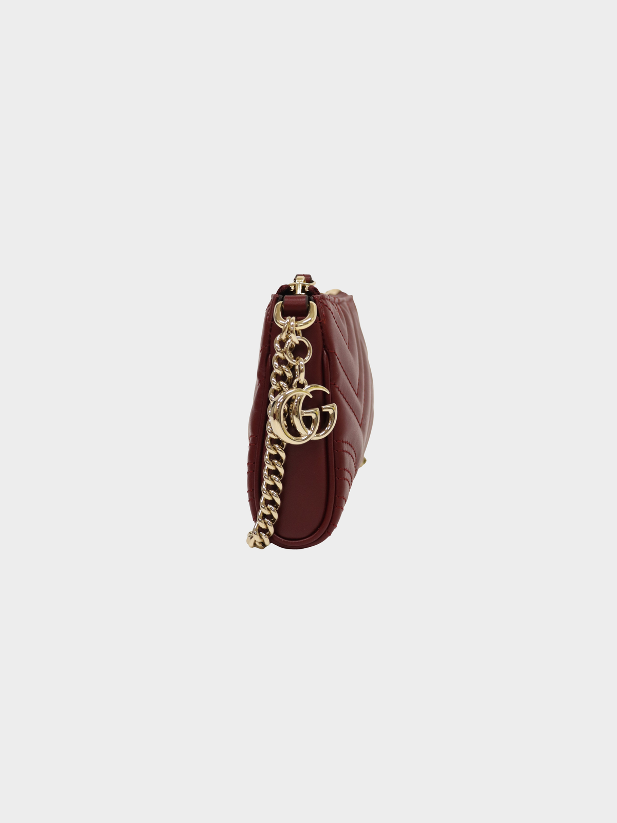 Gucci 2000s Bordeaux Quilted Leather Chain Shoulder Bag