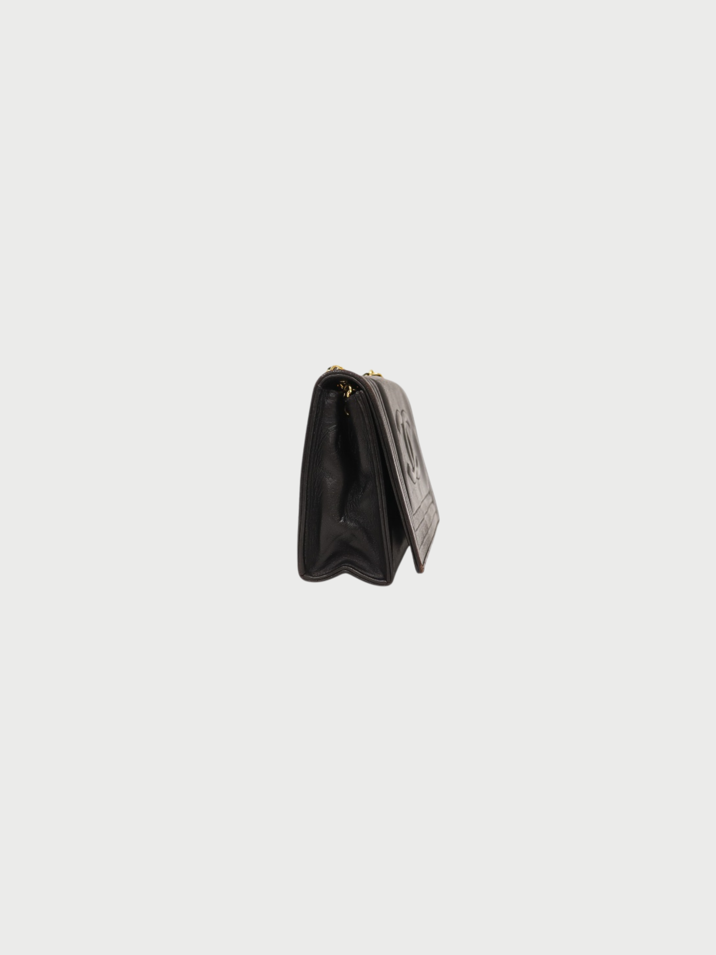 Chanel 1980s Black Lambskin Push Lock Chain Shoulder Bag