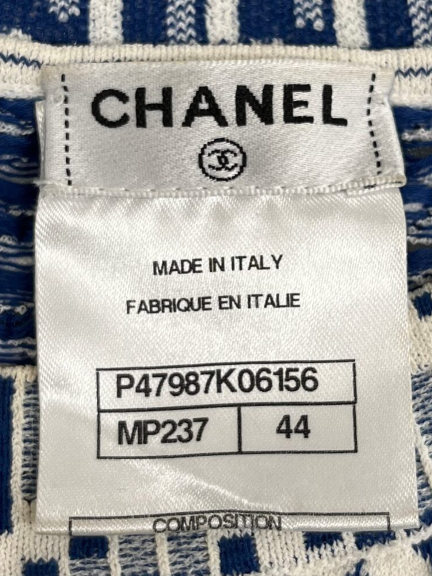 Chanel 2014 Blue White Woven Sleeveless Dress