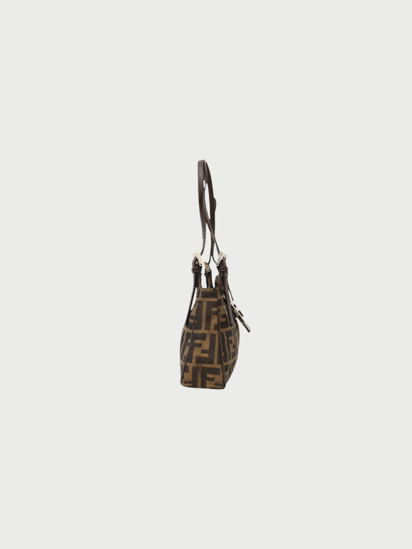 Fendi 2000s Brown Zucca Canvas Leather One-Shoulder Bag