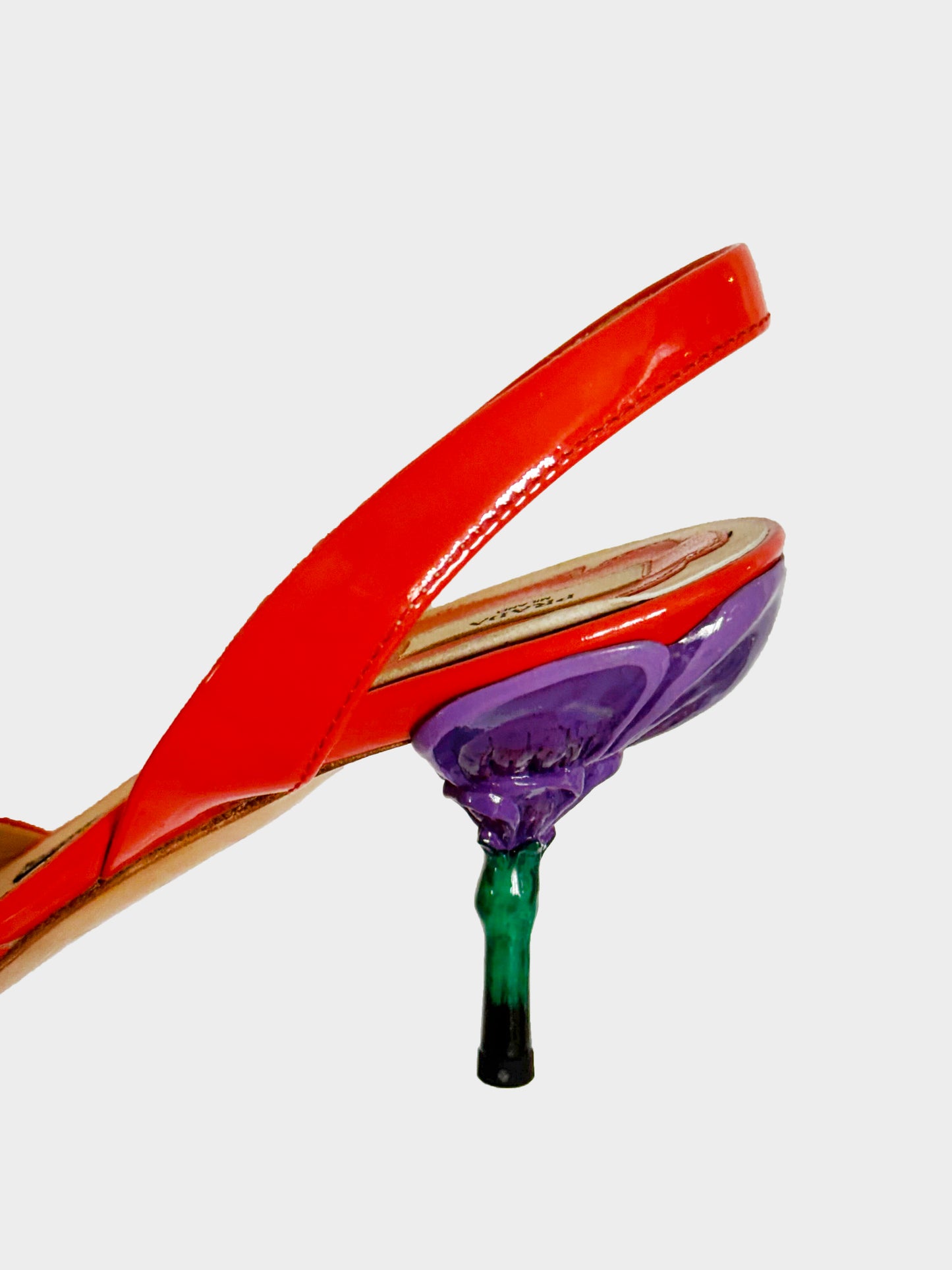 Prada SS 2008 Orange Patent Leather Peep-toe Flower Heels