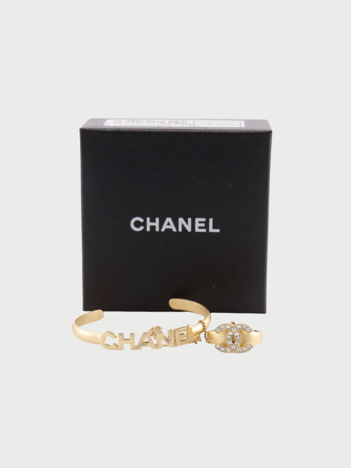 Chanel 2001 Cruise Gold Rhinestone Coco Mark Ring Set Bangle
