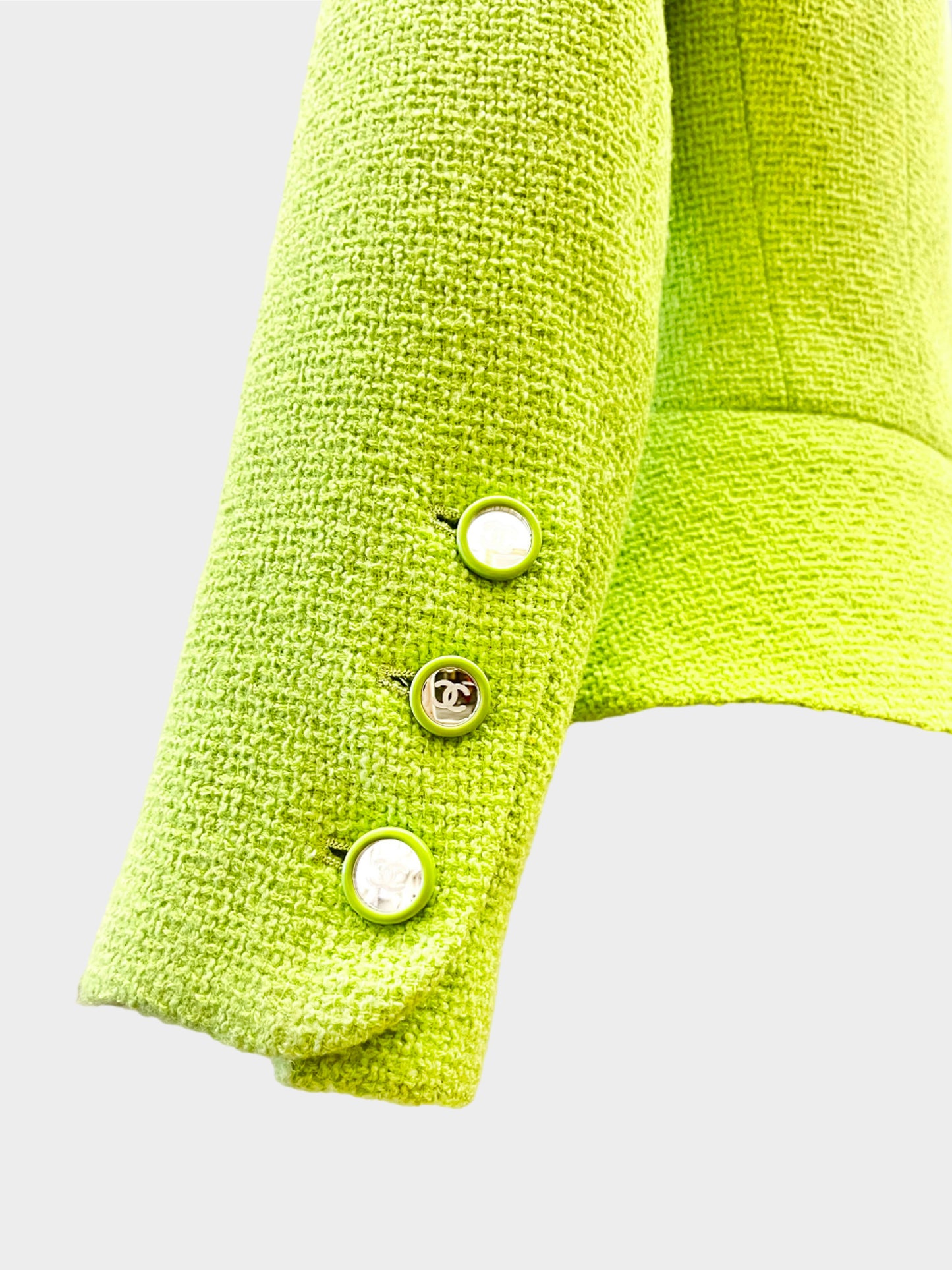 Chanel 1995 Lime Green Blazer with Mirror Buttons