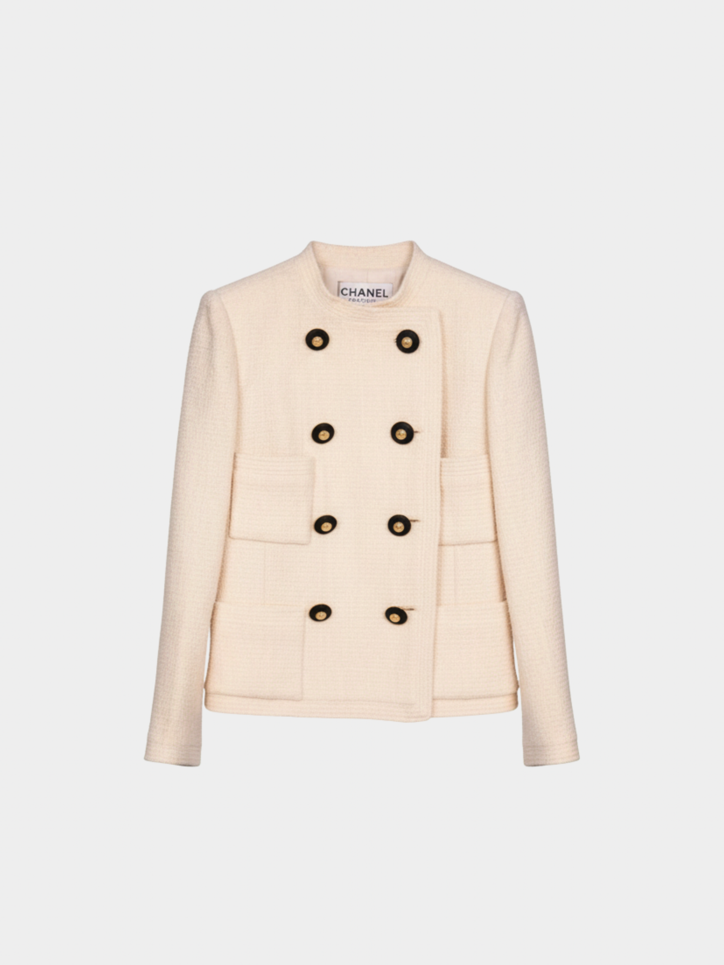 Chanel  1988 Ivory Black & Gold Double-Breasted Jacket and Skirt Set