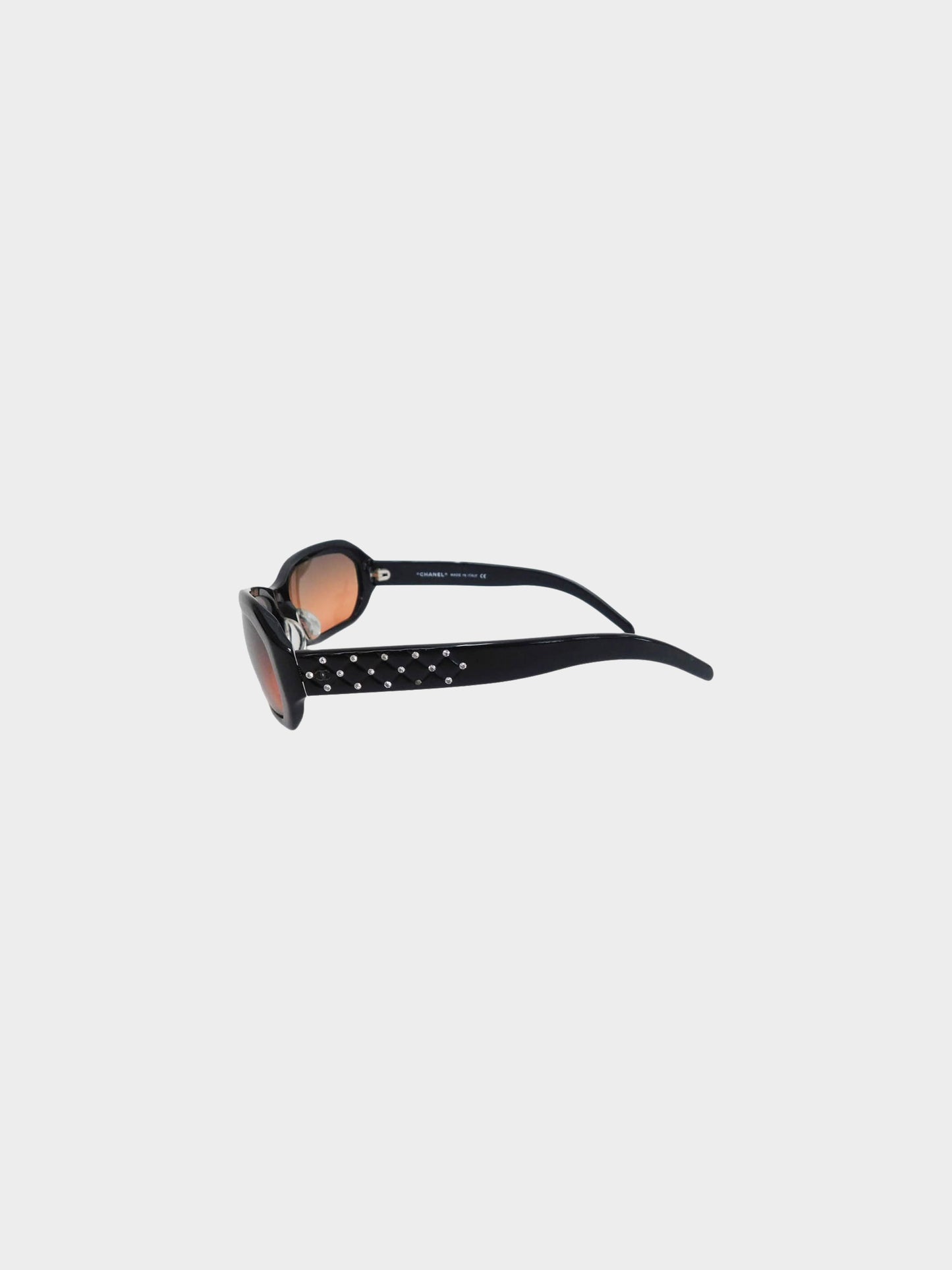 Chanel Early 2000s Black and Brown 5062 Shield-style Sunglasses