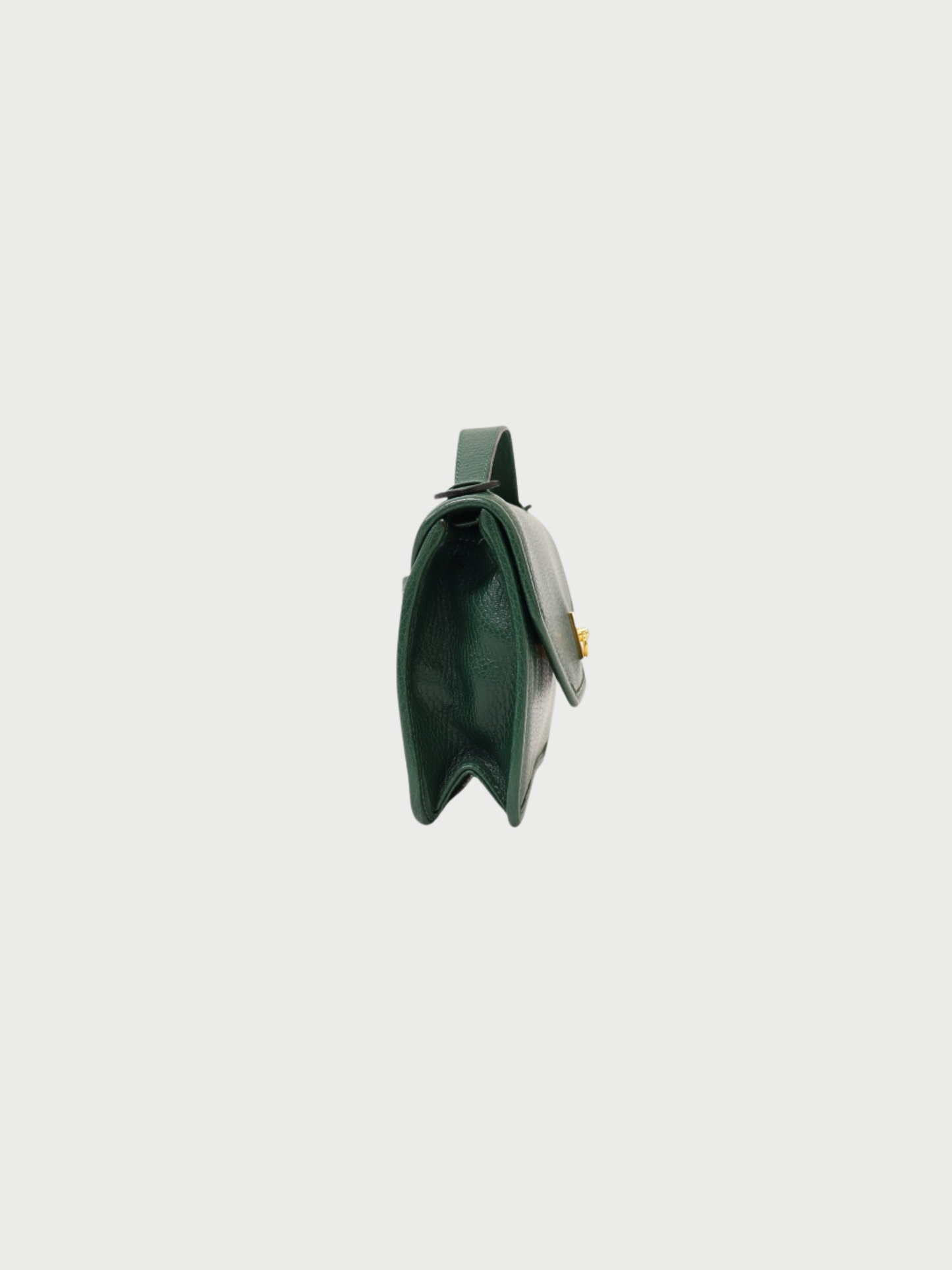 Celine 2000s Green Leather Gancini Hardware 2Way Bag