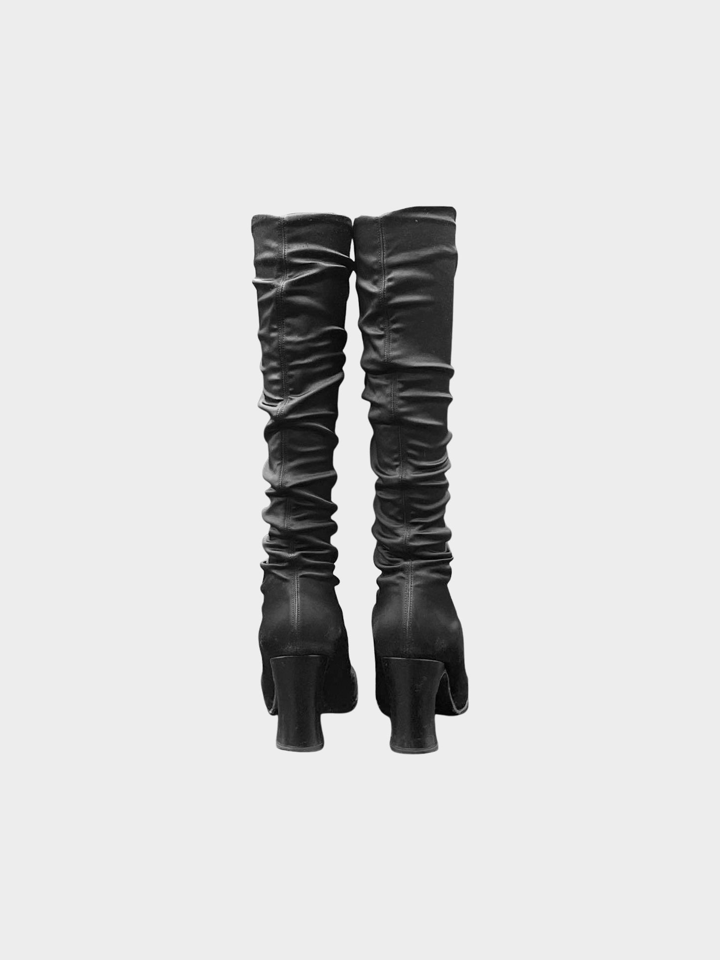 Chanel 2000s Black Shirred Long Boots