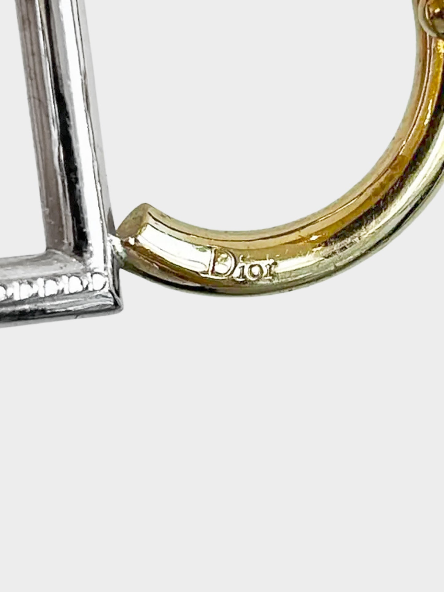 Christian Dior 1990s Gold and Silver CD Logo Barrette Clip