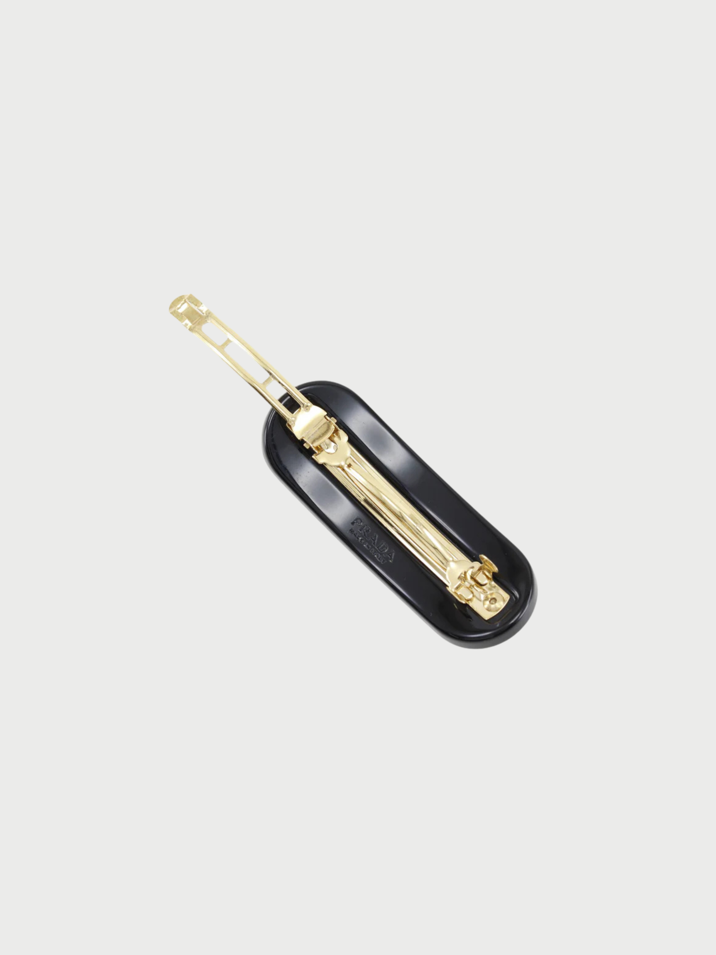Prada 2020s Black Plastic Logo Bijou Barrette