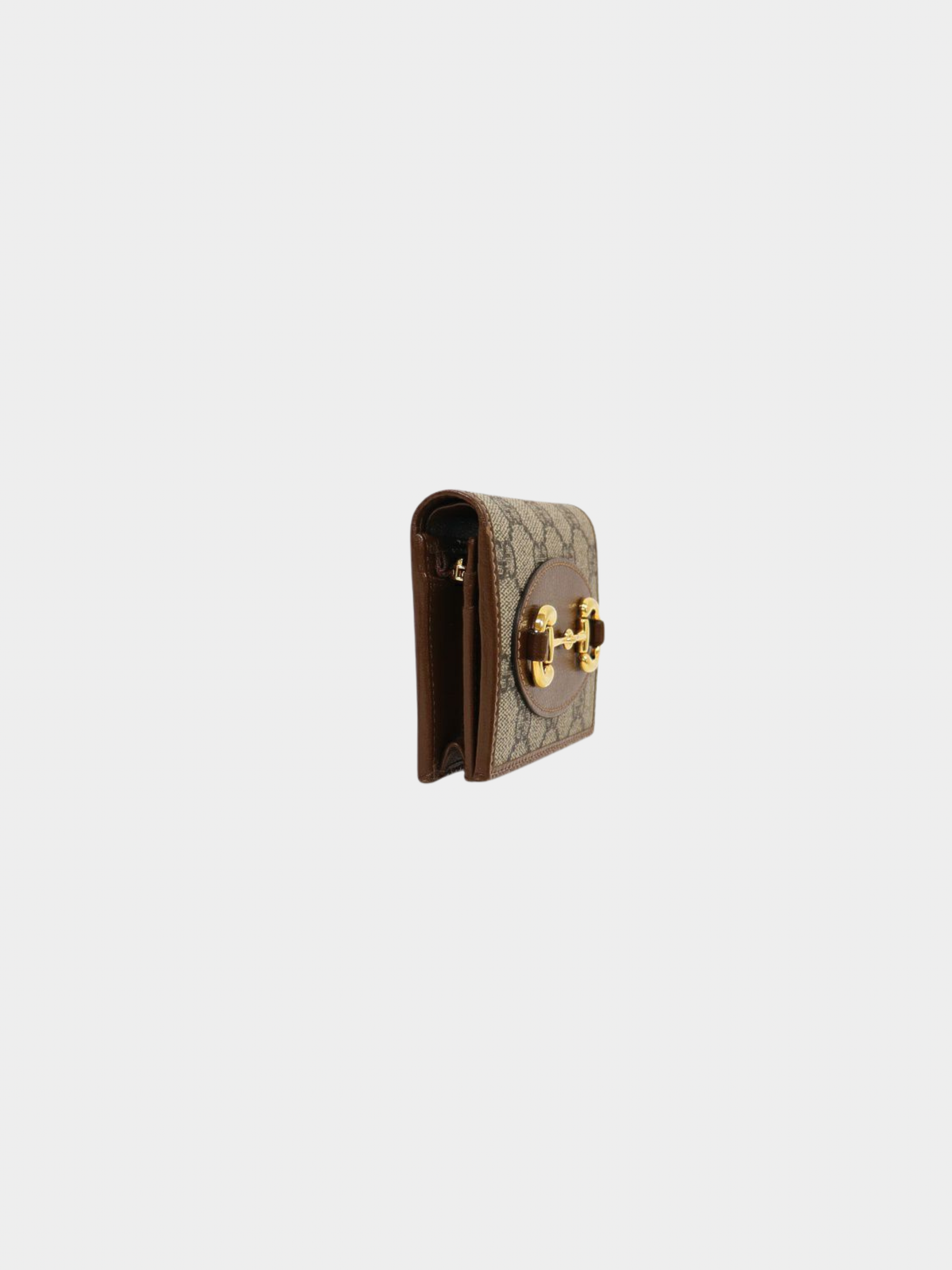 Gucci 2020s Beige Brown PVC Leather Horsebit 1955 Small Wallet