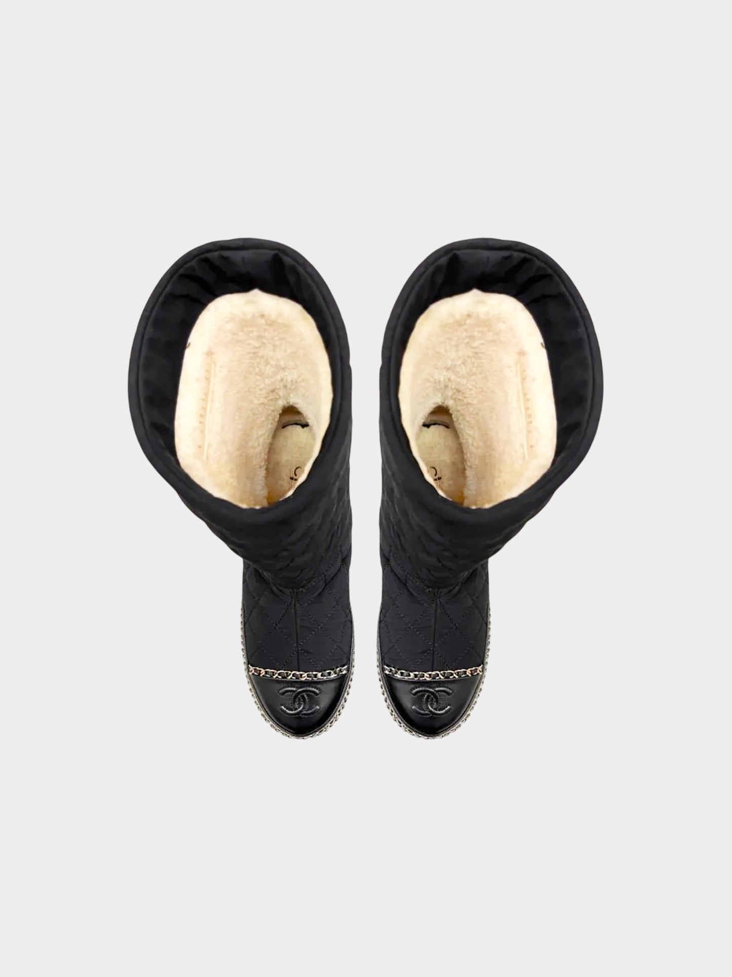 Chanel 2021 Apres Ski Quilted Boots with Shearling Lining