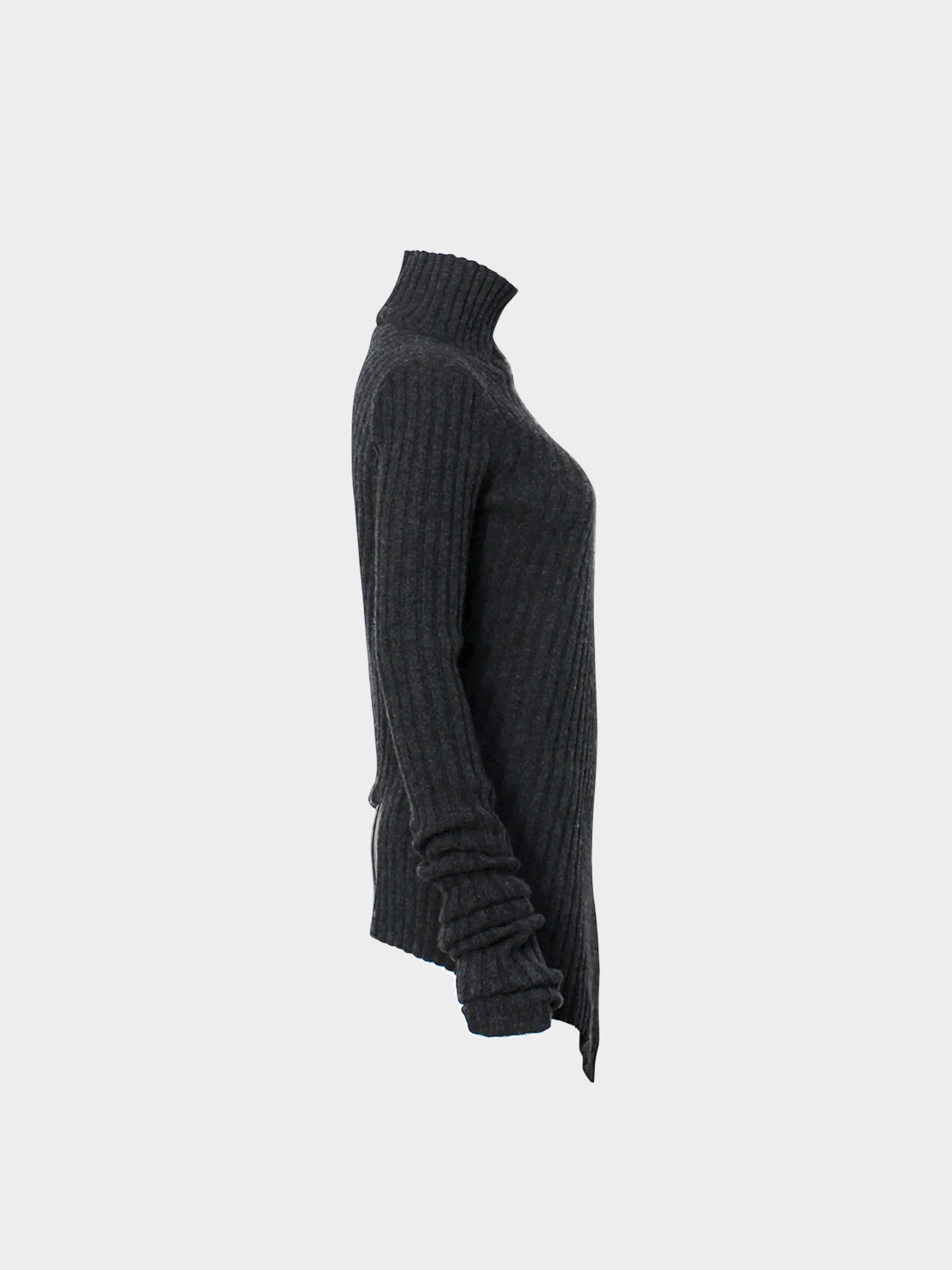 Celine by Phoebe Philo 2019 Dark Grey Long Sleeve Turtleneck Knit Dress