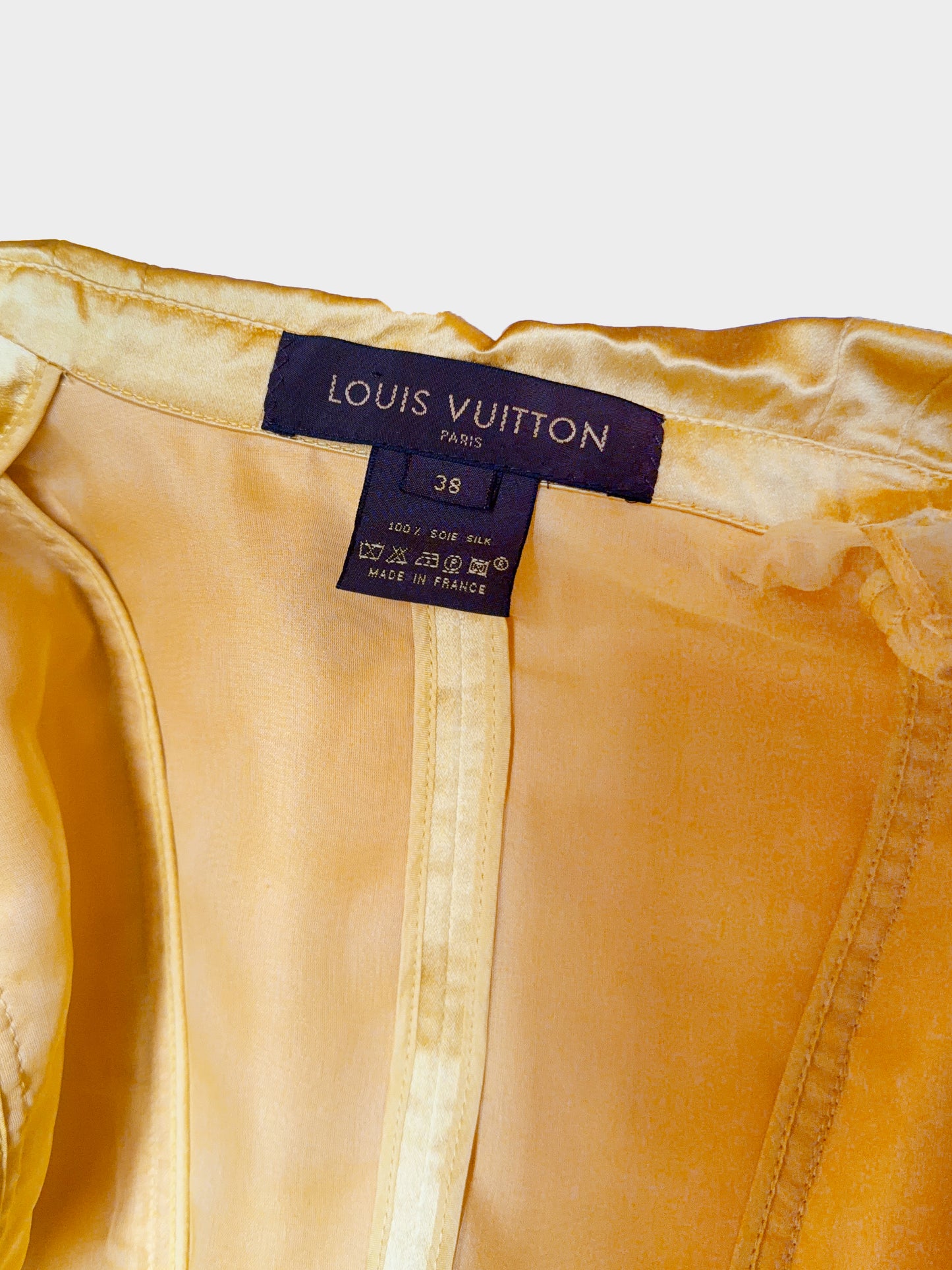 Louis Vuitton by Marc Jacobs SS 2003 Runway Golden Yellow Satin Mid-Length Dress