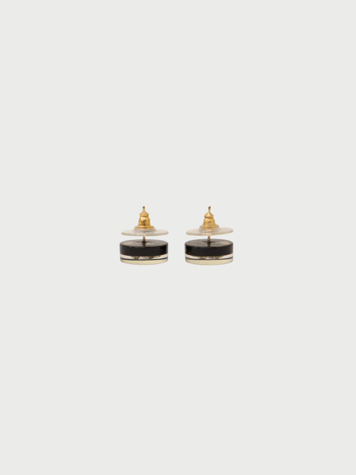 Chanel 2019 Black White Gold Coco Matelasse Round Earrings