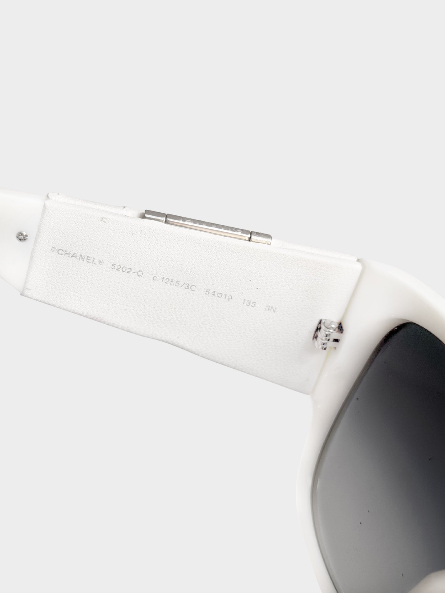 Chanel SS 2011 White Plastic and Leather Mirror Oversized Sunglasses