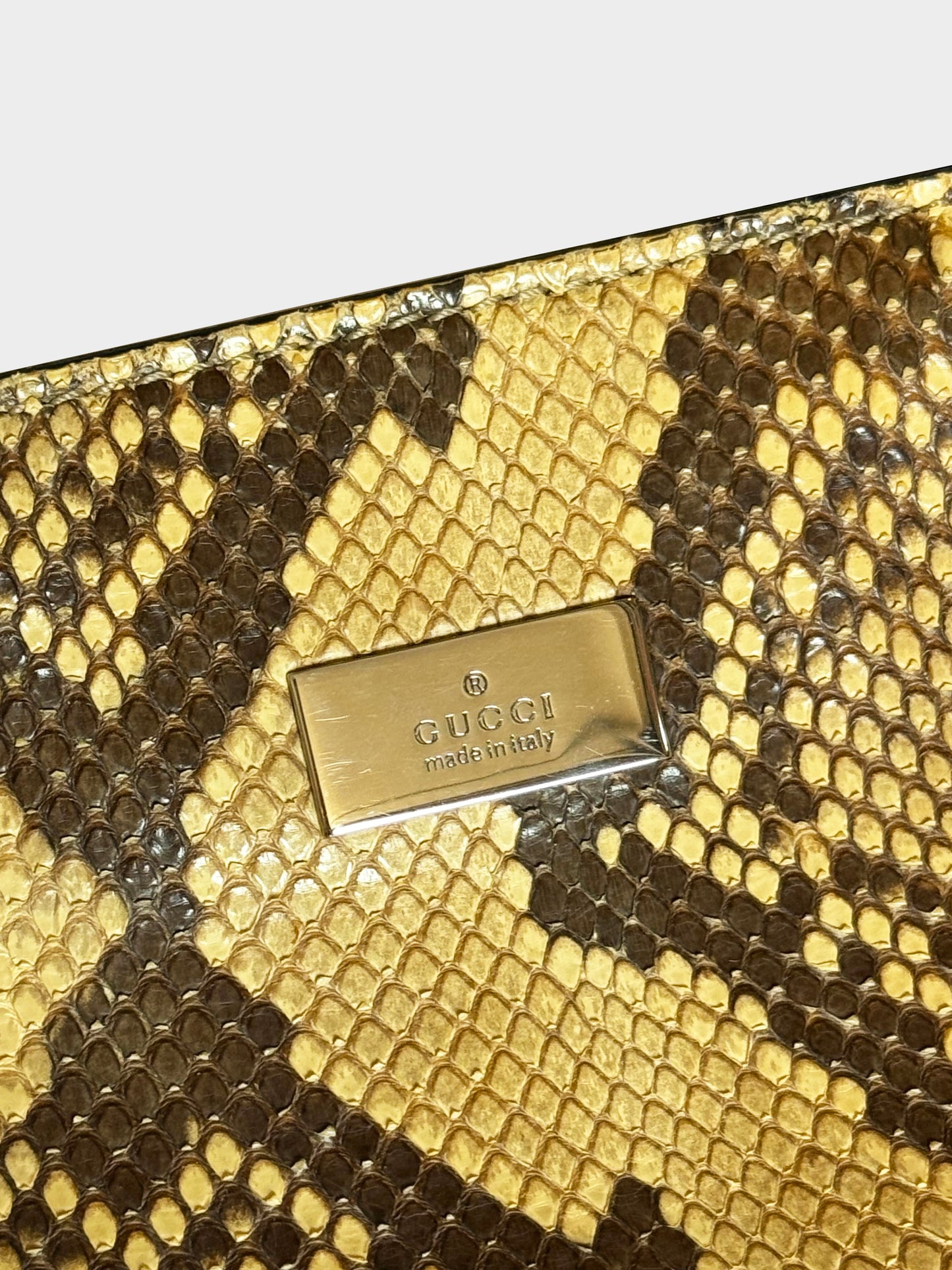 Gucci 2000s Python Leather Bamboo Top Handle Bag