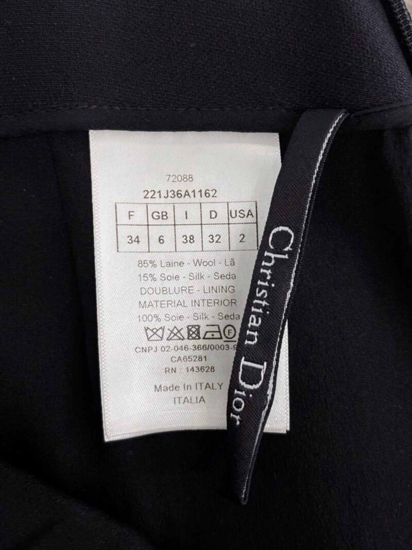 Christian Dior 2020s Black Wool Silk Mini Skirt