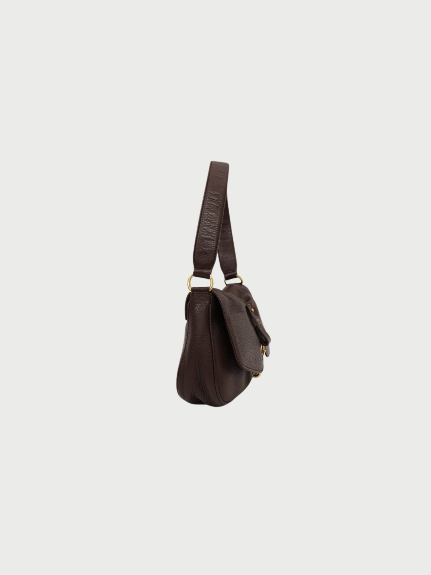 Salvatore Ferragamo 2000s Brown Leather Gancini Hardware One-Shoulder Bag