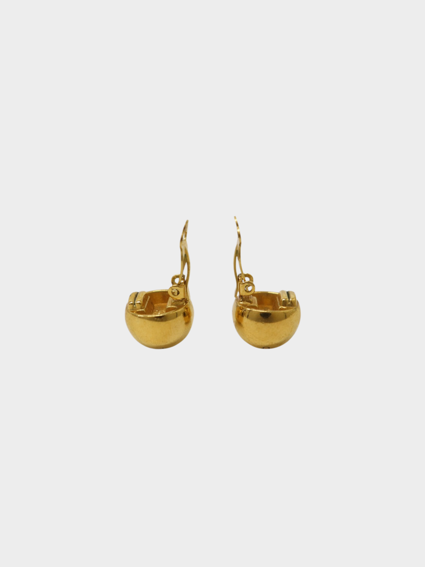 Chanel 2000s Gold Plated Metal Logo Earrings