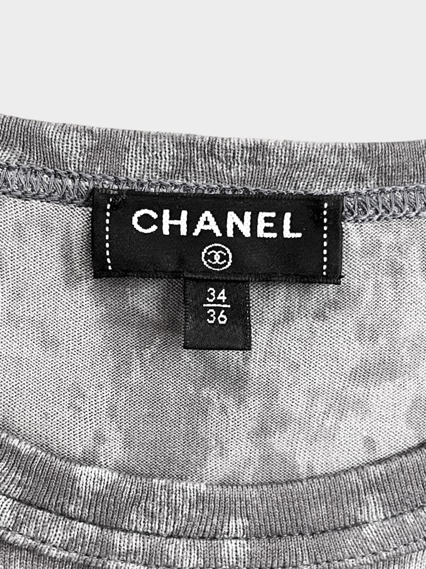 Chanel 2021 Grey Rope Logo Cotton Wrap T-shirt