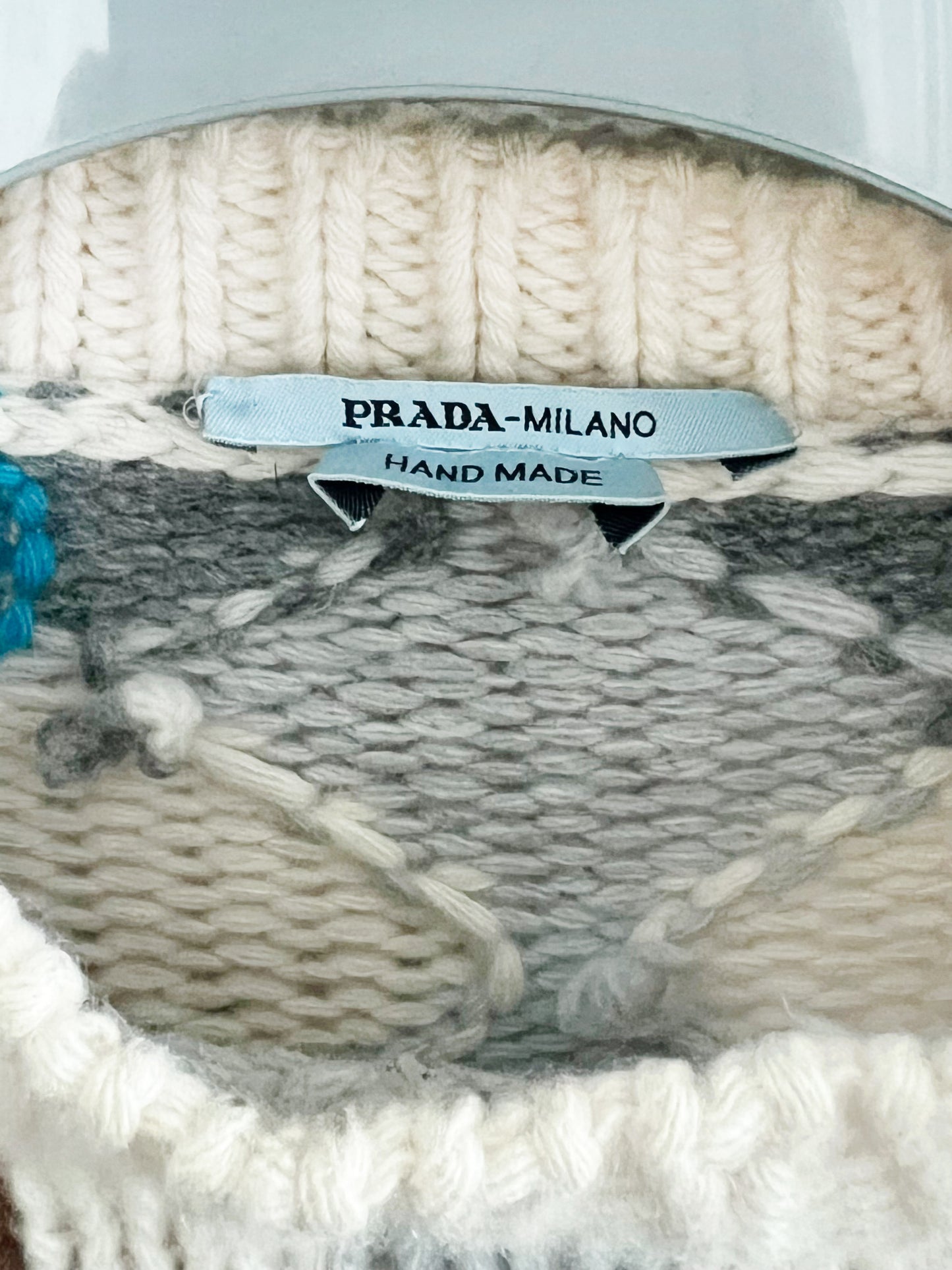 Prada FW 2017 Geometric Shetland Wool Knit Sweater