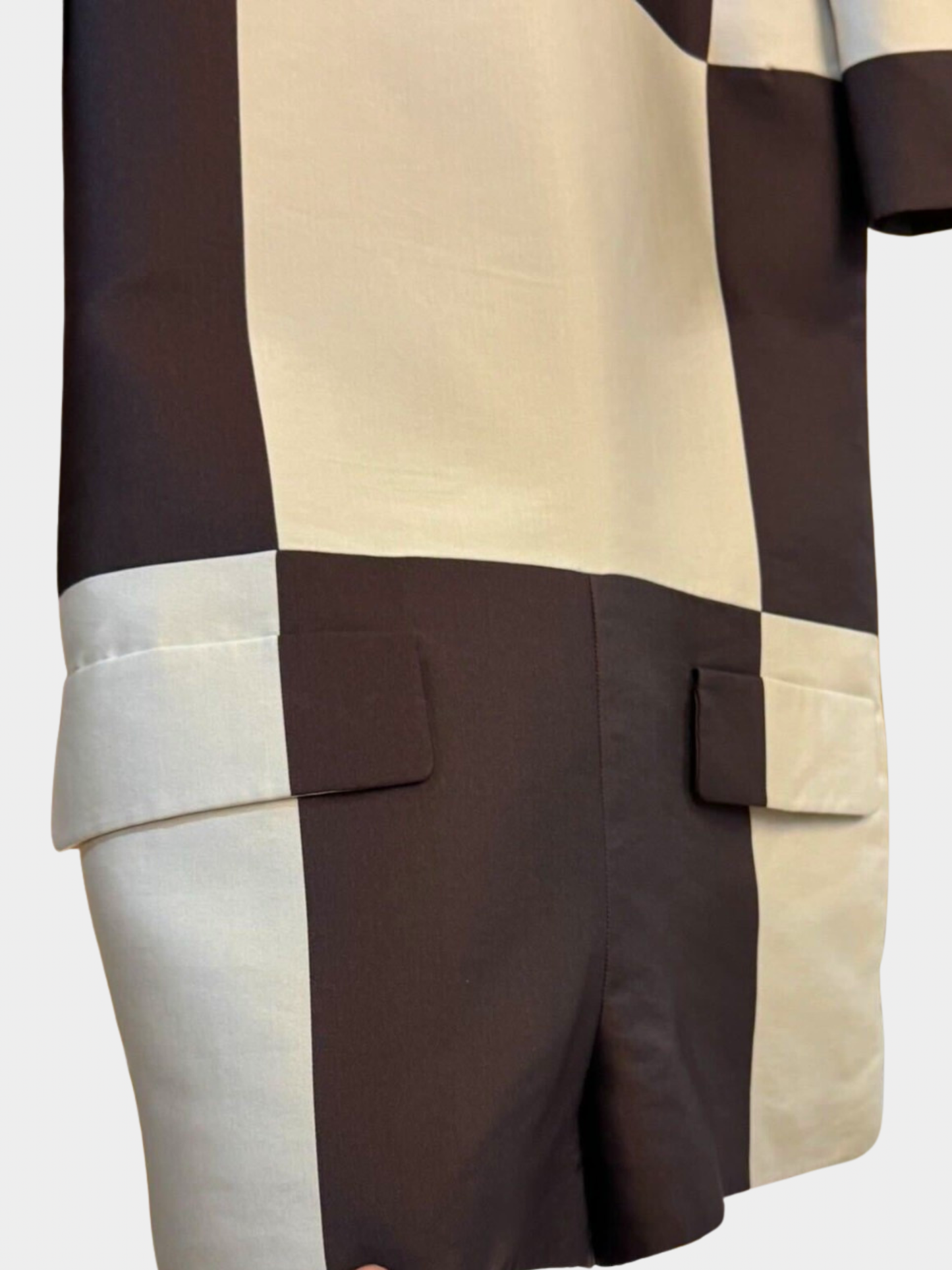Louis Vuitton 2013 Brown Cream Check-Panel Mini Dress
