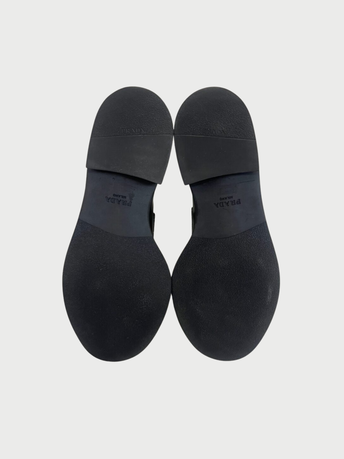 Prada 2020s Black Brushed Leather Chocolate Loafers