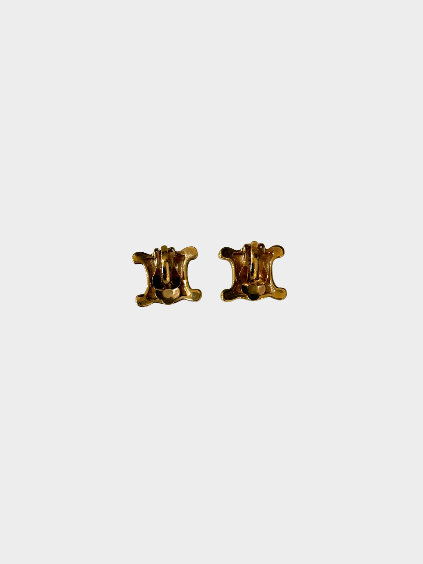 Celine 1990s Gold Triomphe Macadam Clip-On Earrings