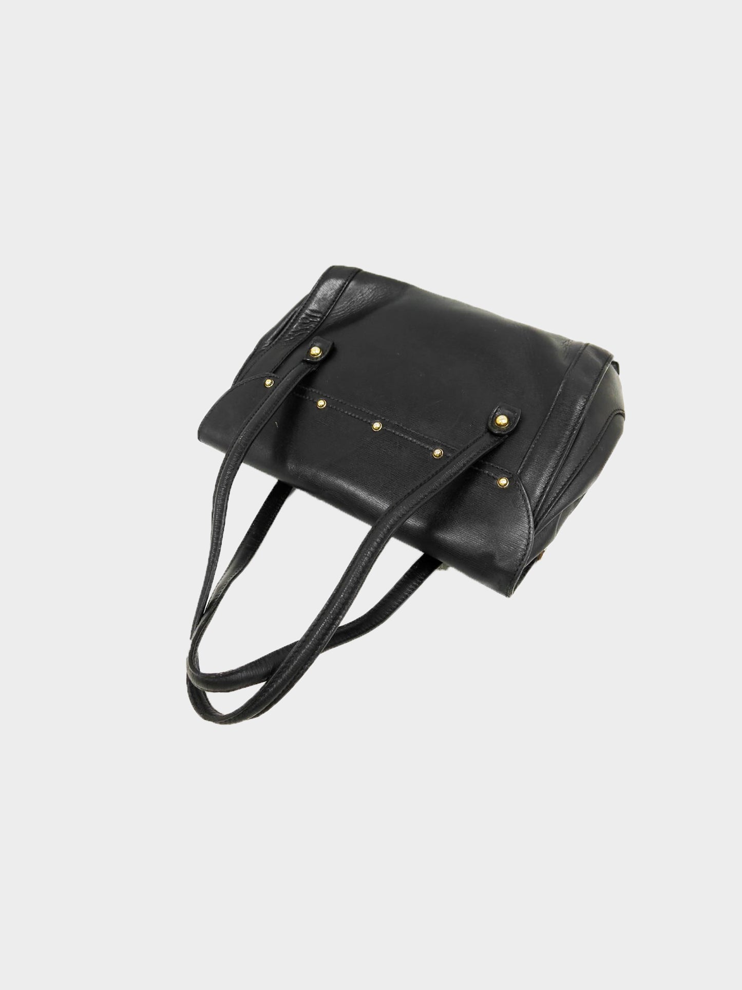 Gucci 2000s Black Leather Bamboo Bullet Top Handle Bag