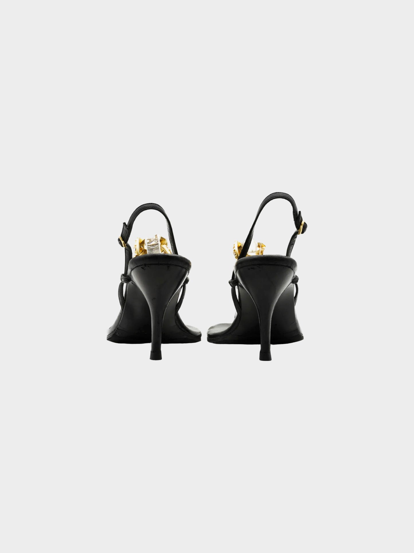 Chanel by Karl Lagerfeld 2000s Black and Gold Chain Heels
