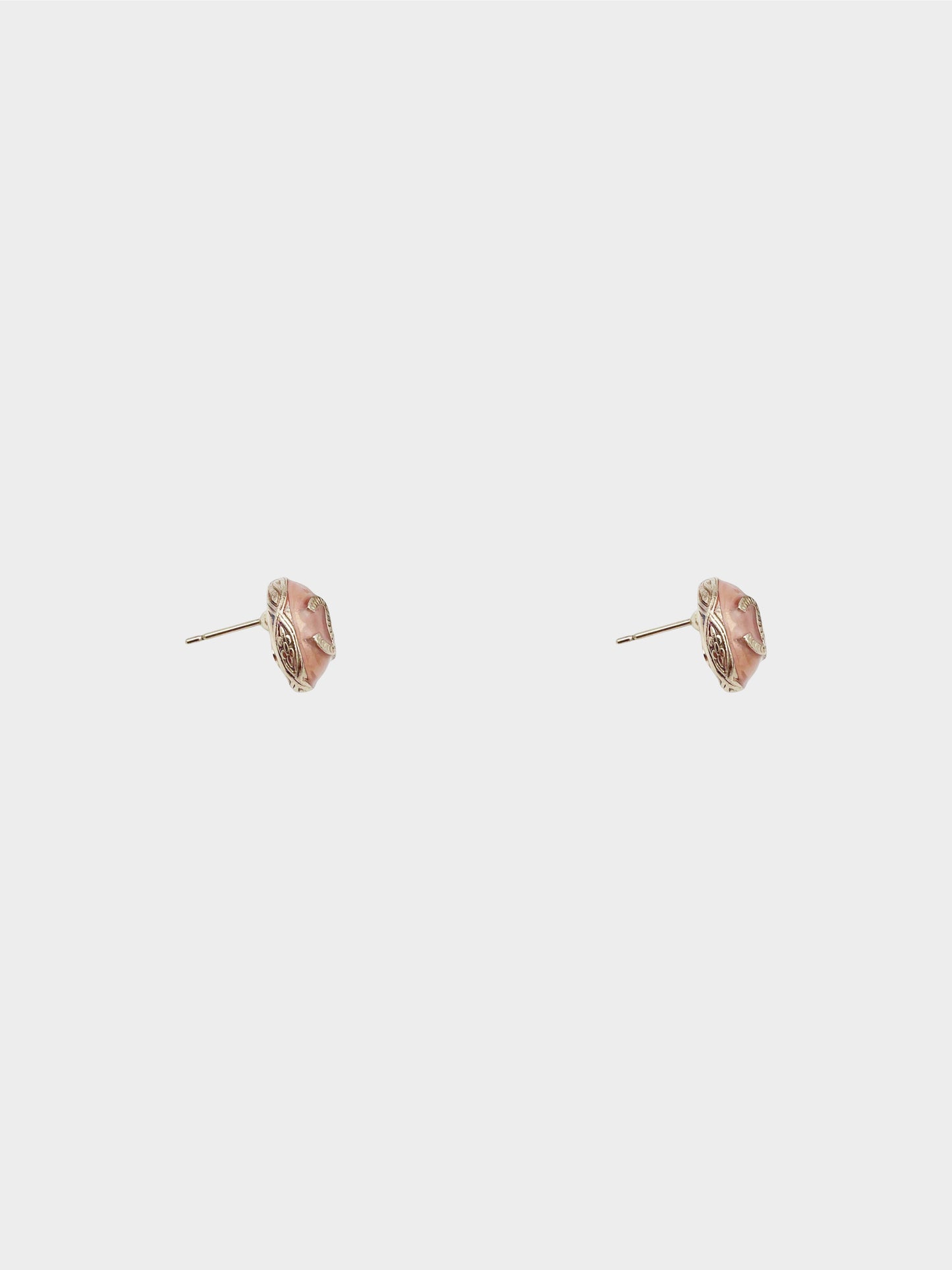 Chanel 2018 Pink Resin CC Oval Stud Earrings