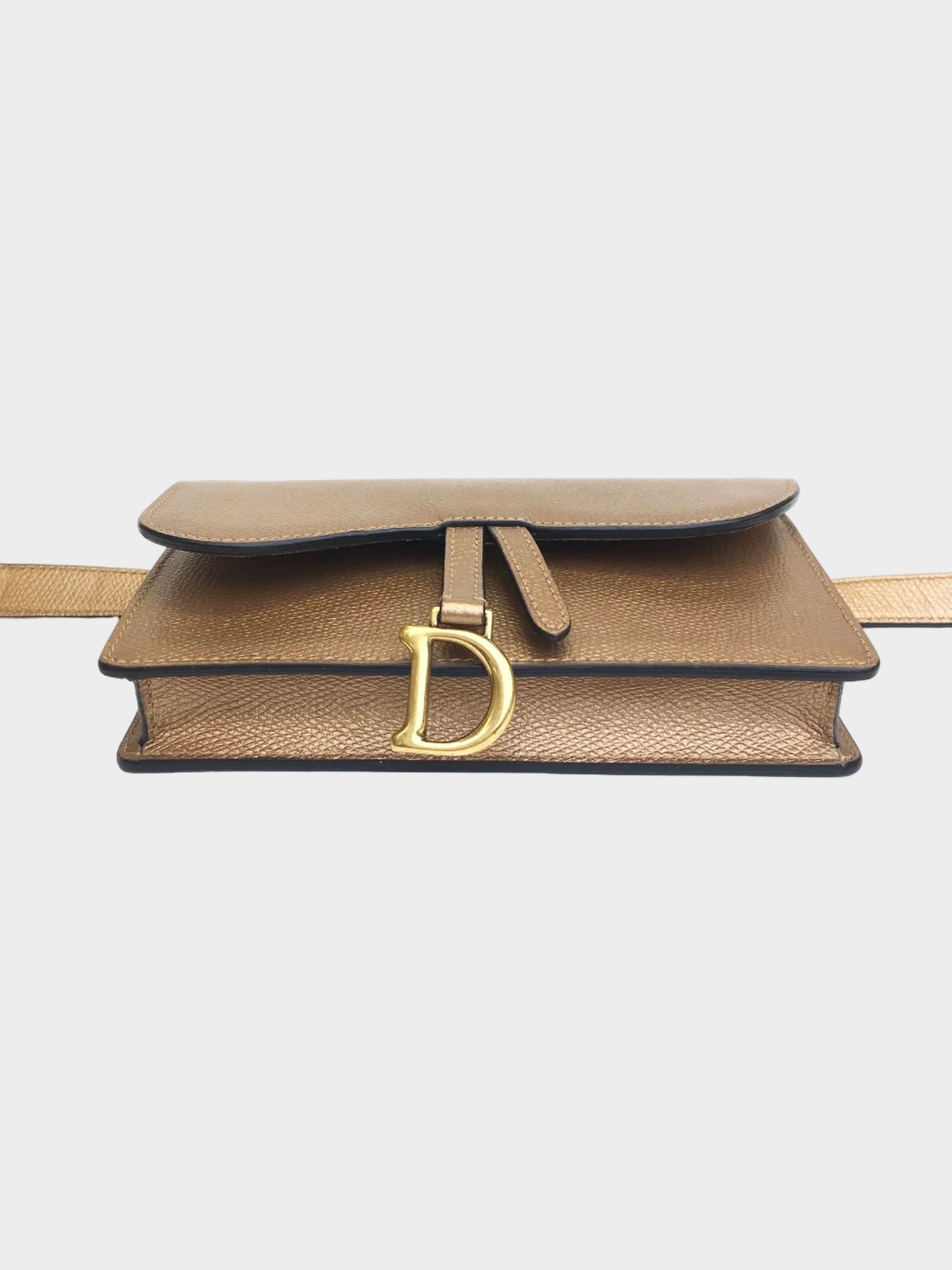 Christian Dior 2019 Gold Saddle Belt Pouch