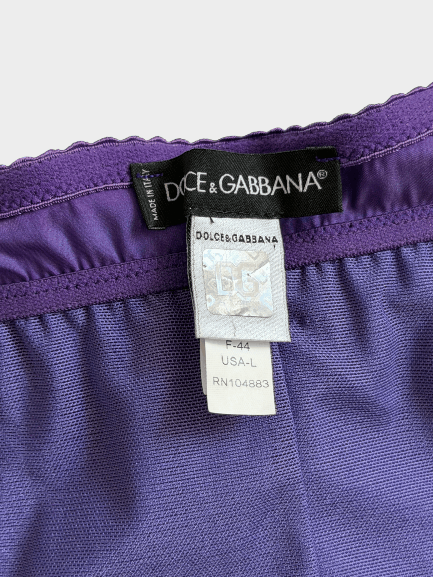 Dolce and Gabbana 2000s Silk Purple Silver Metallic Lace Bustier