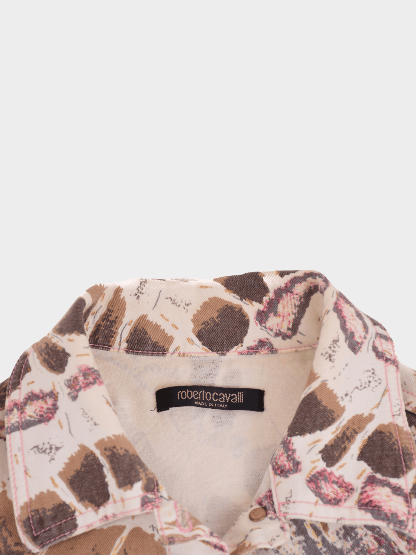 Roberto Cavalli SS 2004 Pink Graphic Printed Jacket and Jeans Set