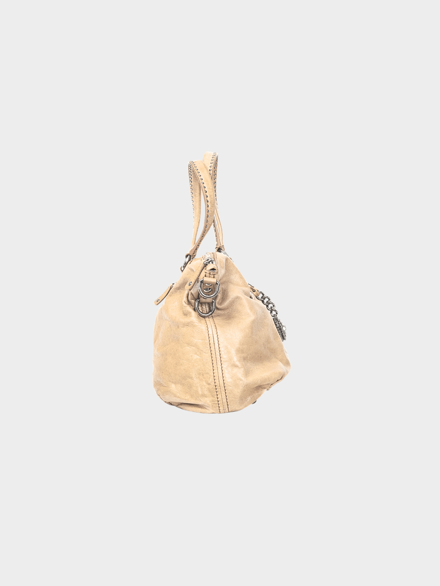 Miu Miu 2000s Beige Vitello Lux Heart-Charm 2-Way Handbag