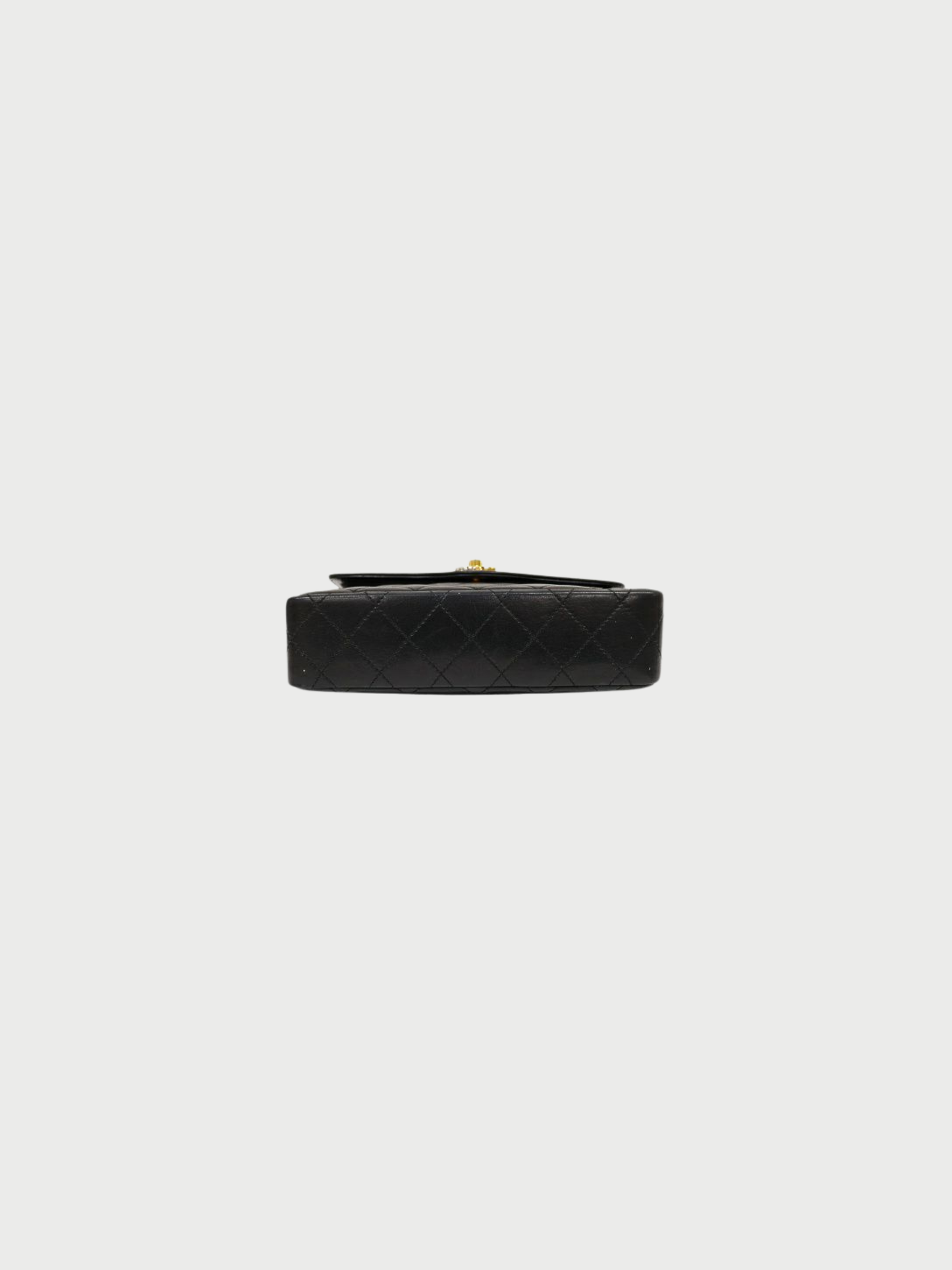 Chanel 1980s Black Lambskin Paris-Limited Matelassé Double Flap Shoulder Bag