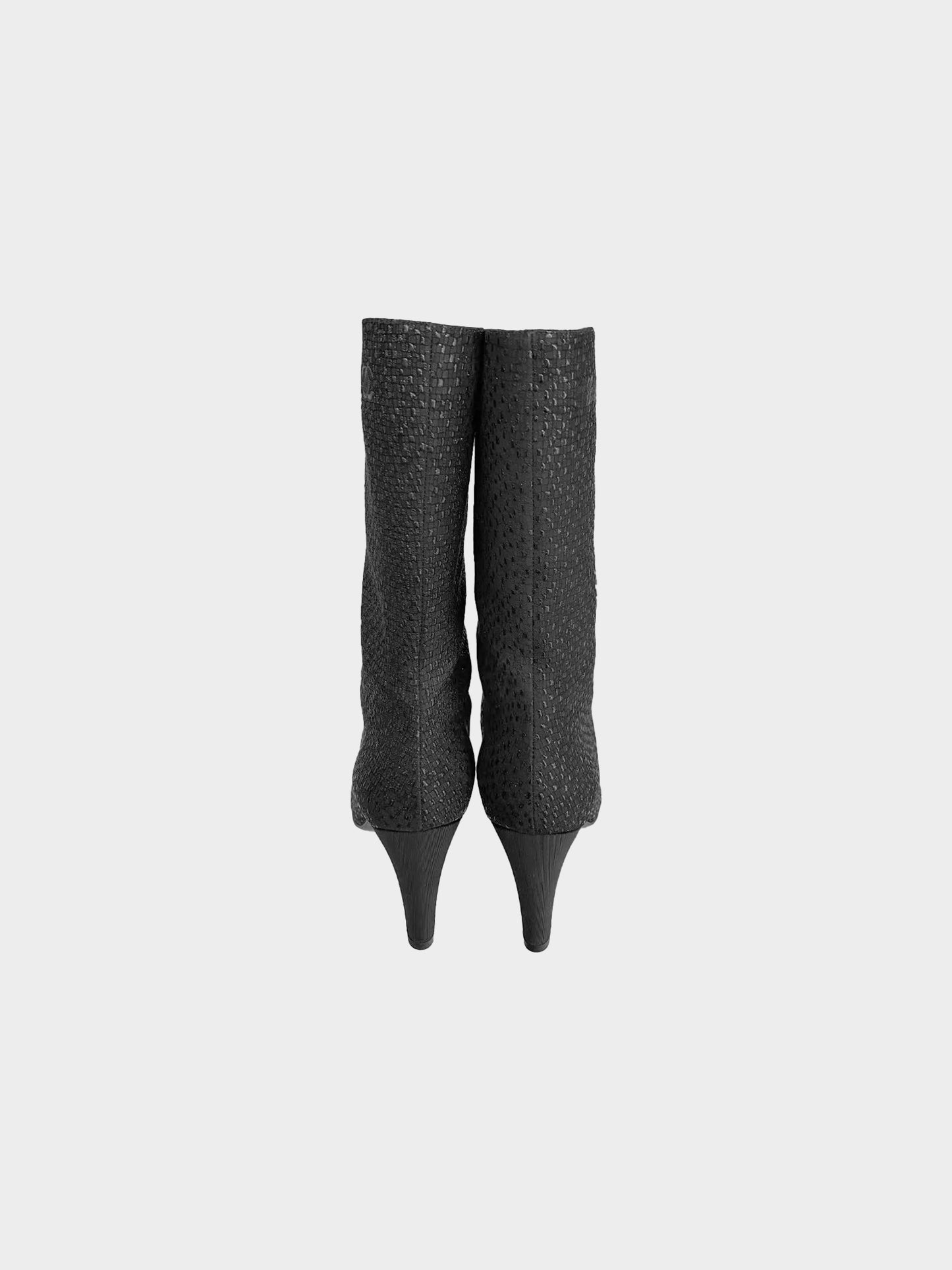 Chanel 2010s Black Fantasy Gabrielle Coco CC Signature Cap Toe Boots