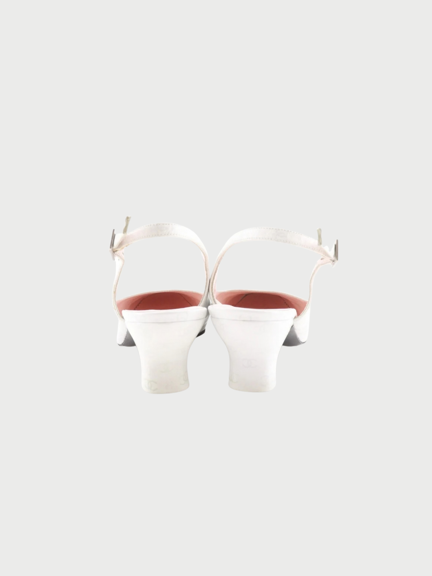 Chanel 1990s White Leather CC Backstrap Pumps