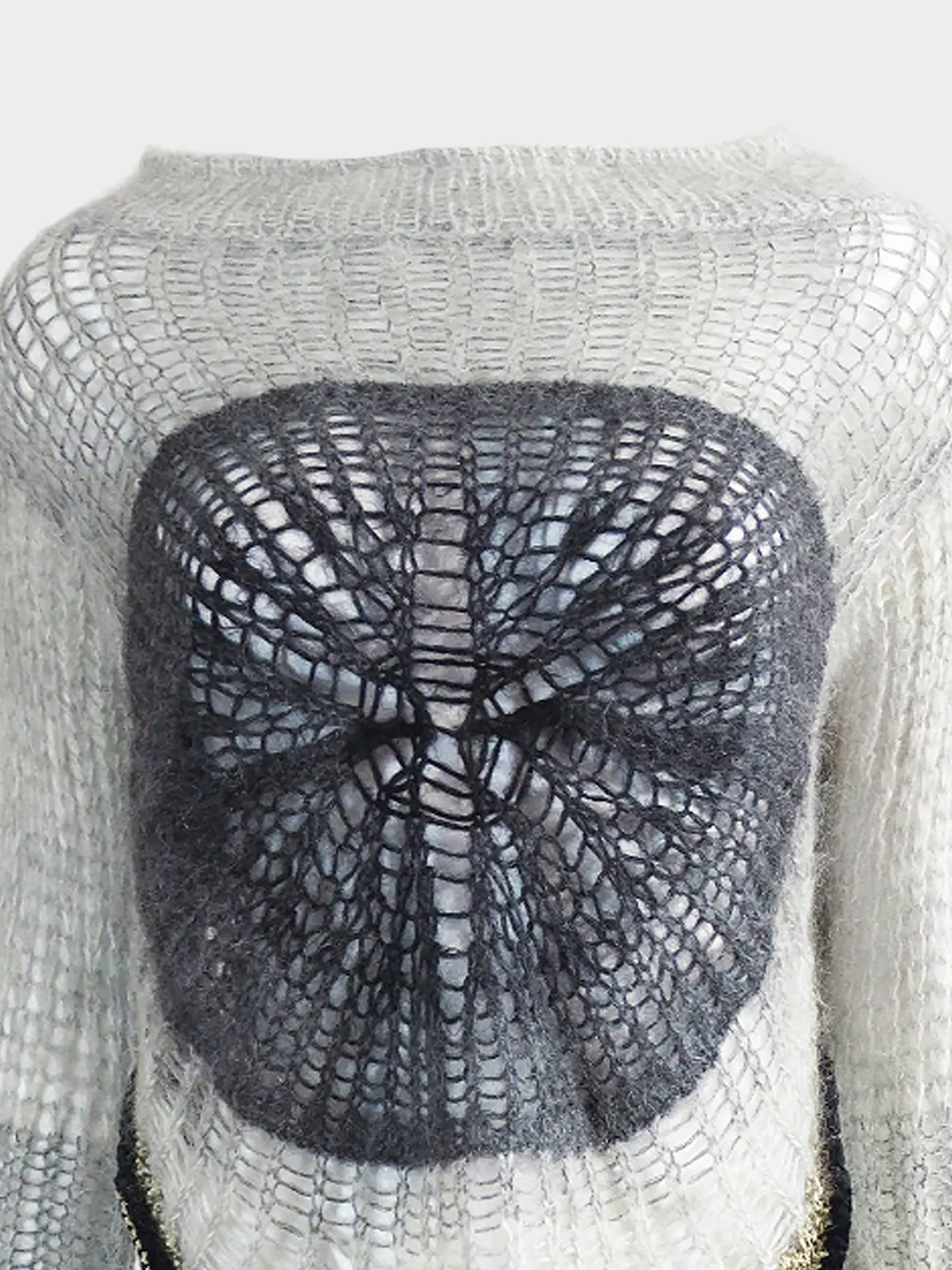Jean Paul Gaultier 2007 Grey Knitted Angora Wool Spider Web Maxi Long Sleeve Top