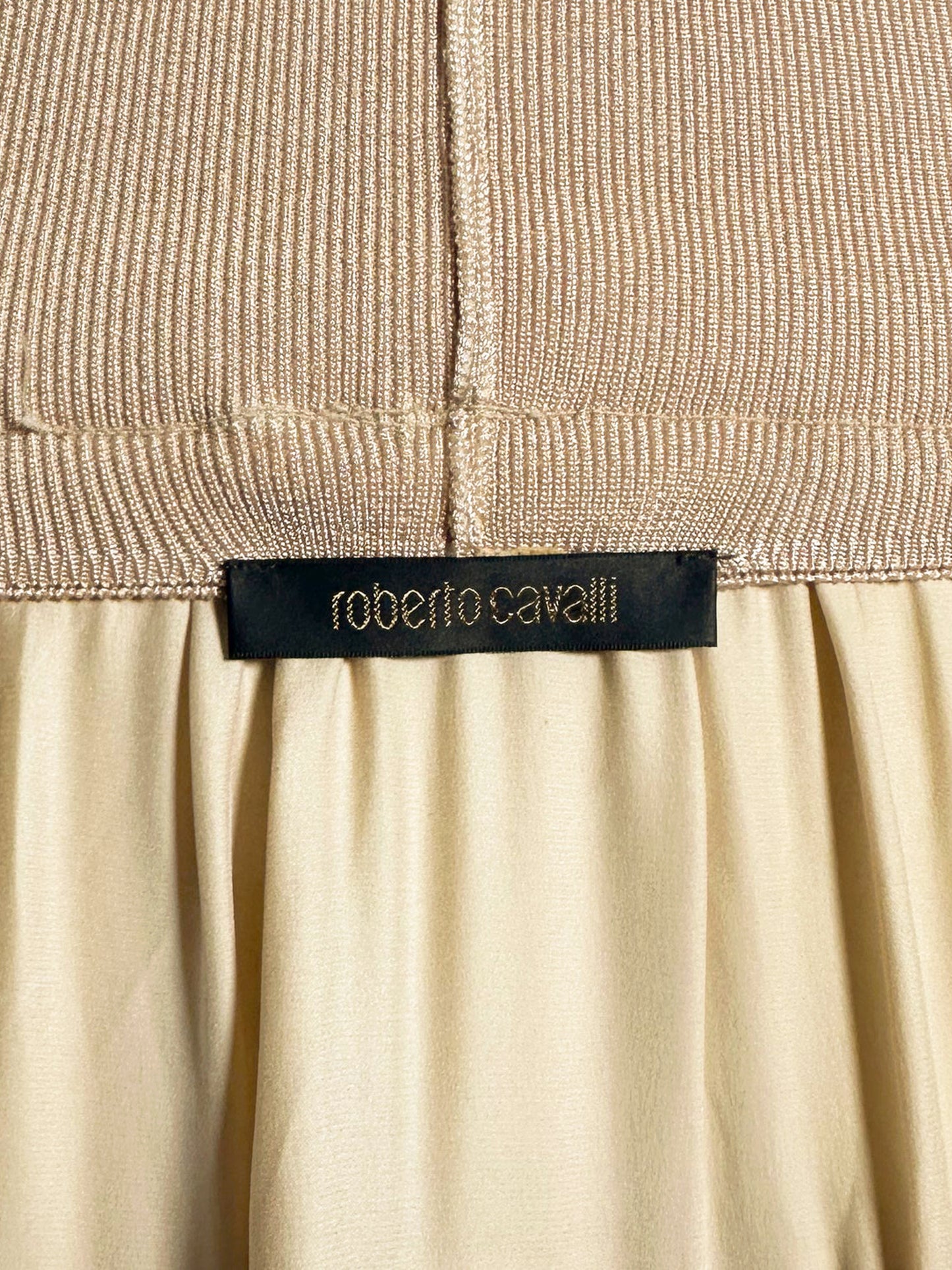 Roberto Cavalli SS 2005 Beige Silk Midi Skirt