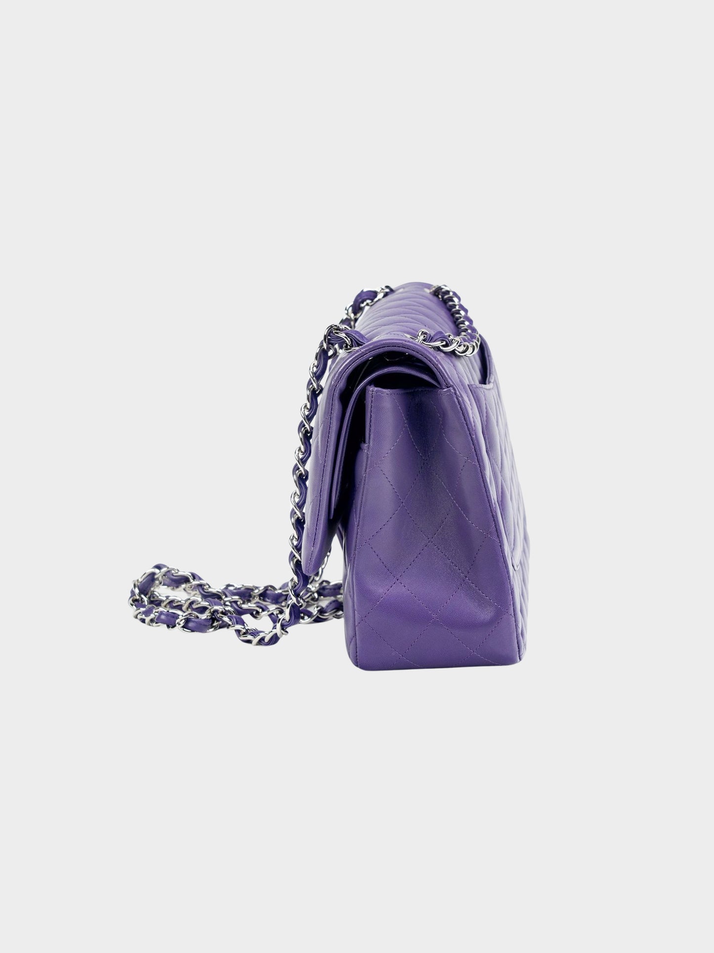 Chanel 2015 Purple Quilted Leather Jumbo Classic Double Flap Bag