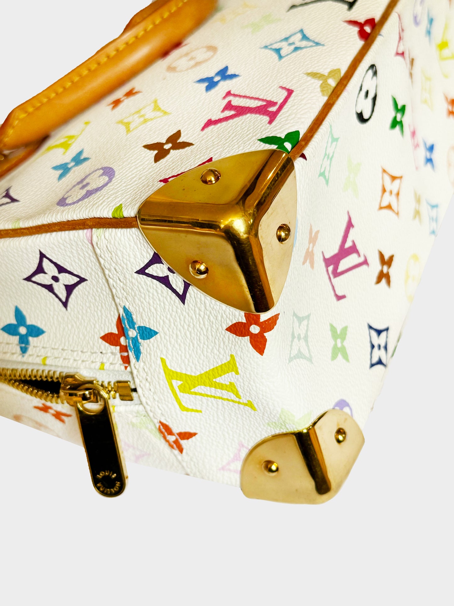 Louis Vuitton 2006 White Murakami Multicolor Monogram Trouville Handbag