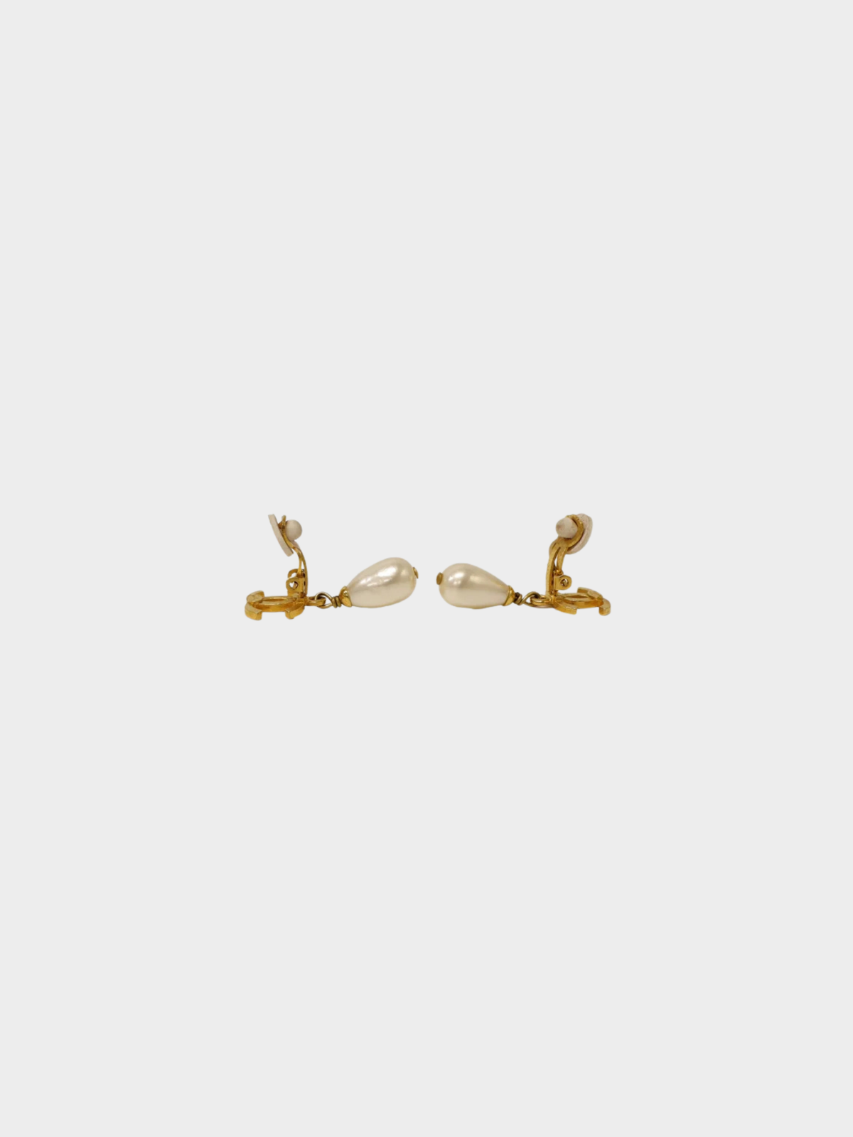 Chanel 1995 Gold Coco Pearl Earrings