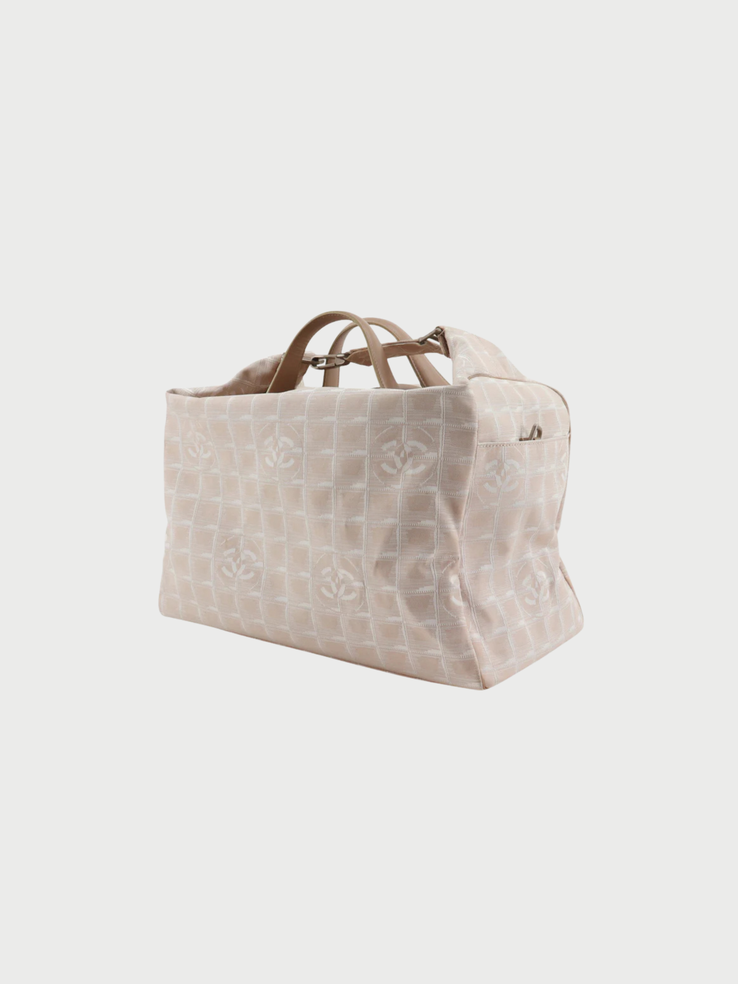 Chanel 2000s Beige Nylon Canvas New Travel Line Boston Bag