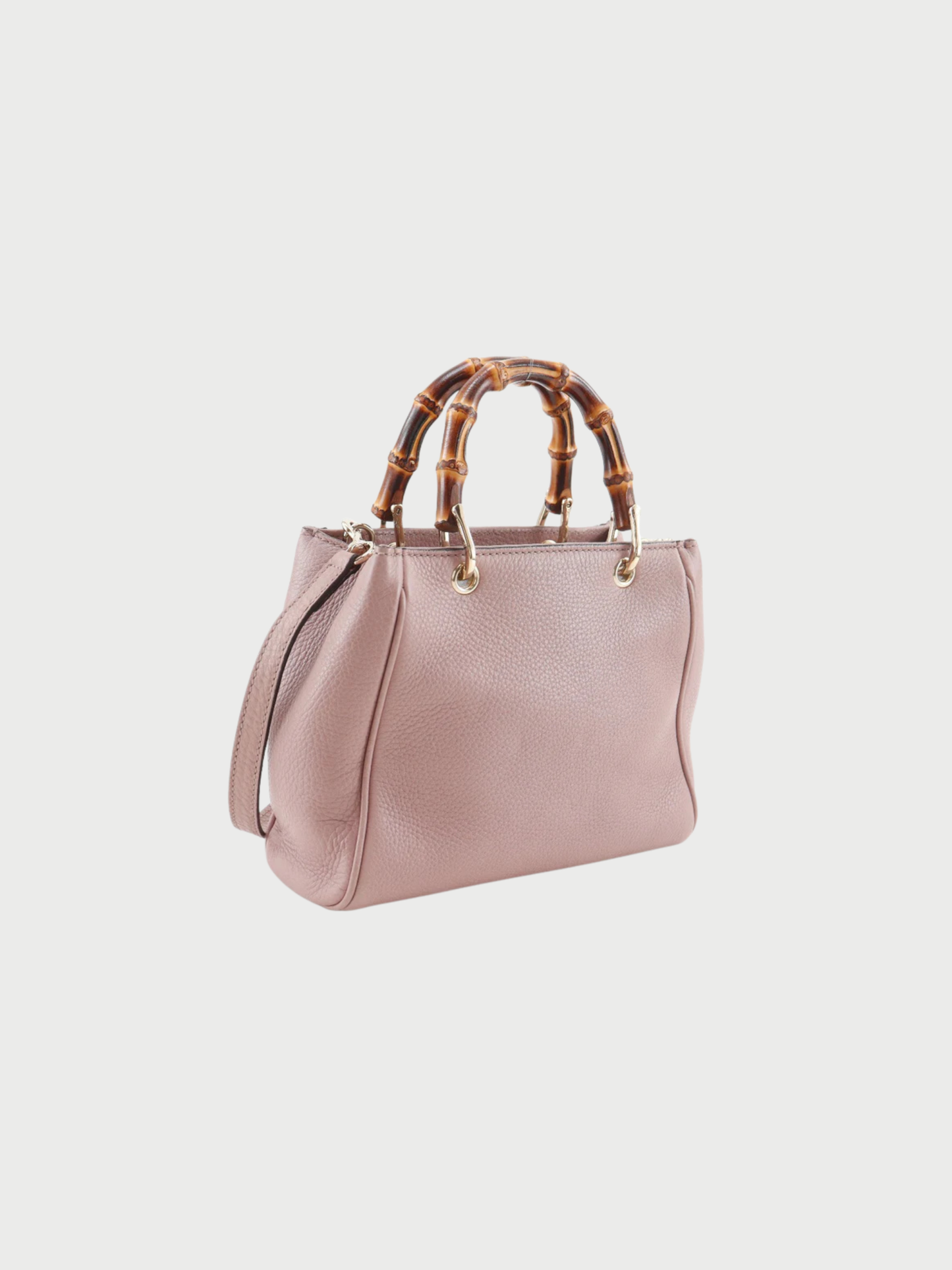 Gucci 2010s Pink Calfskin Bamboo Mini Shopper 2-Way Handbag