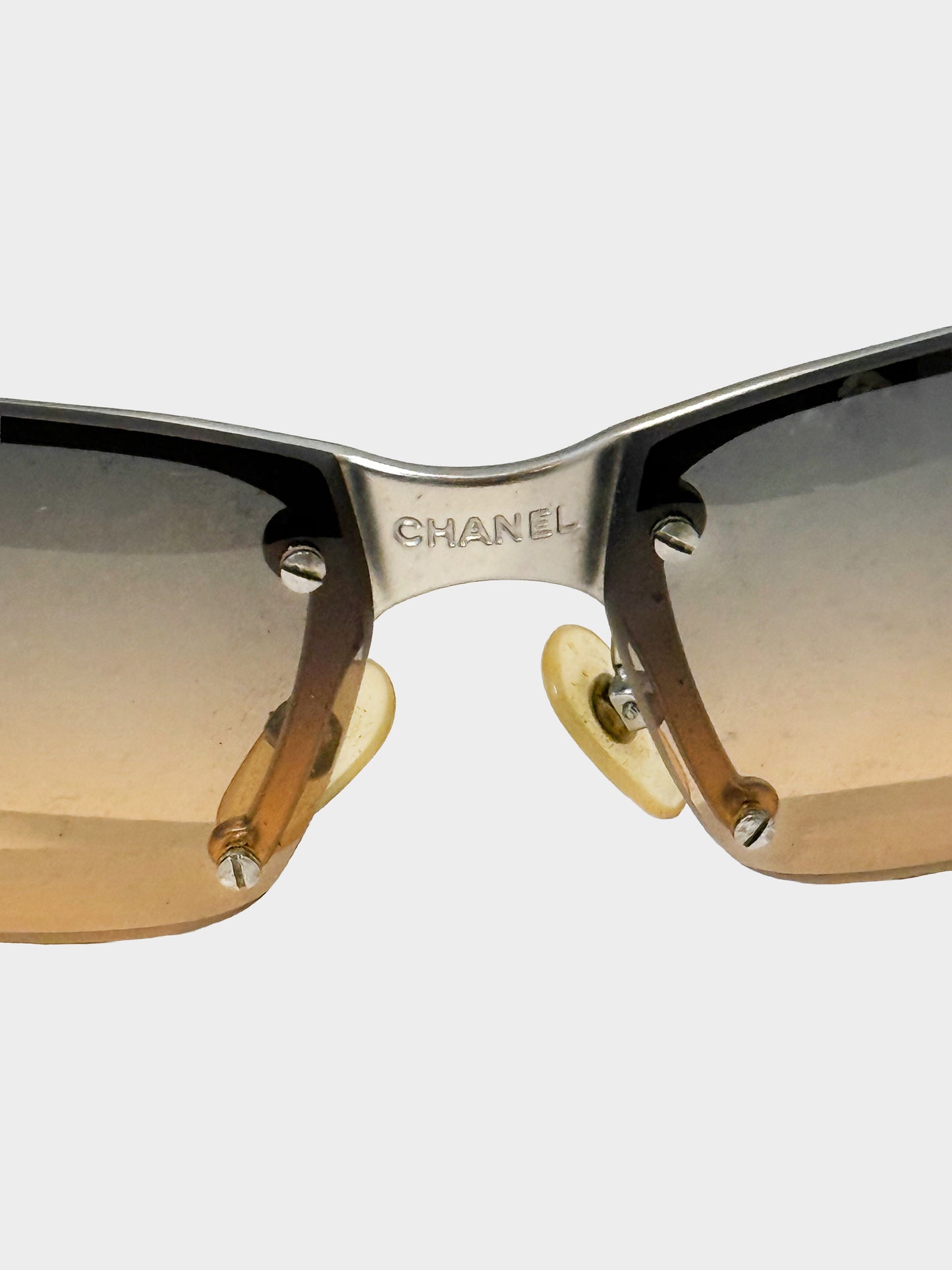 Chanel by Karl Lagerfeld 2000s Gradient Brown and Grey Rimless Sunglasses