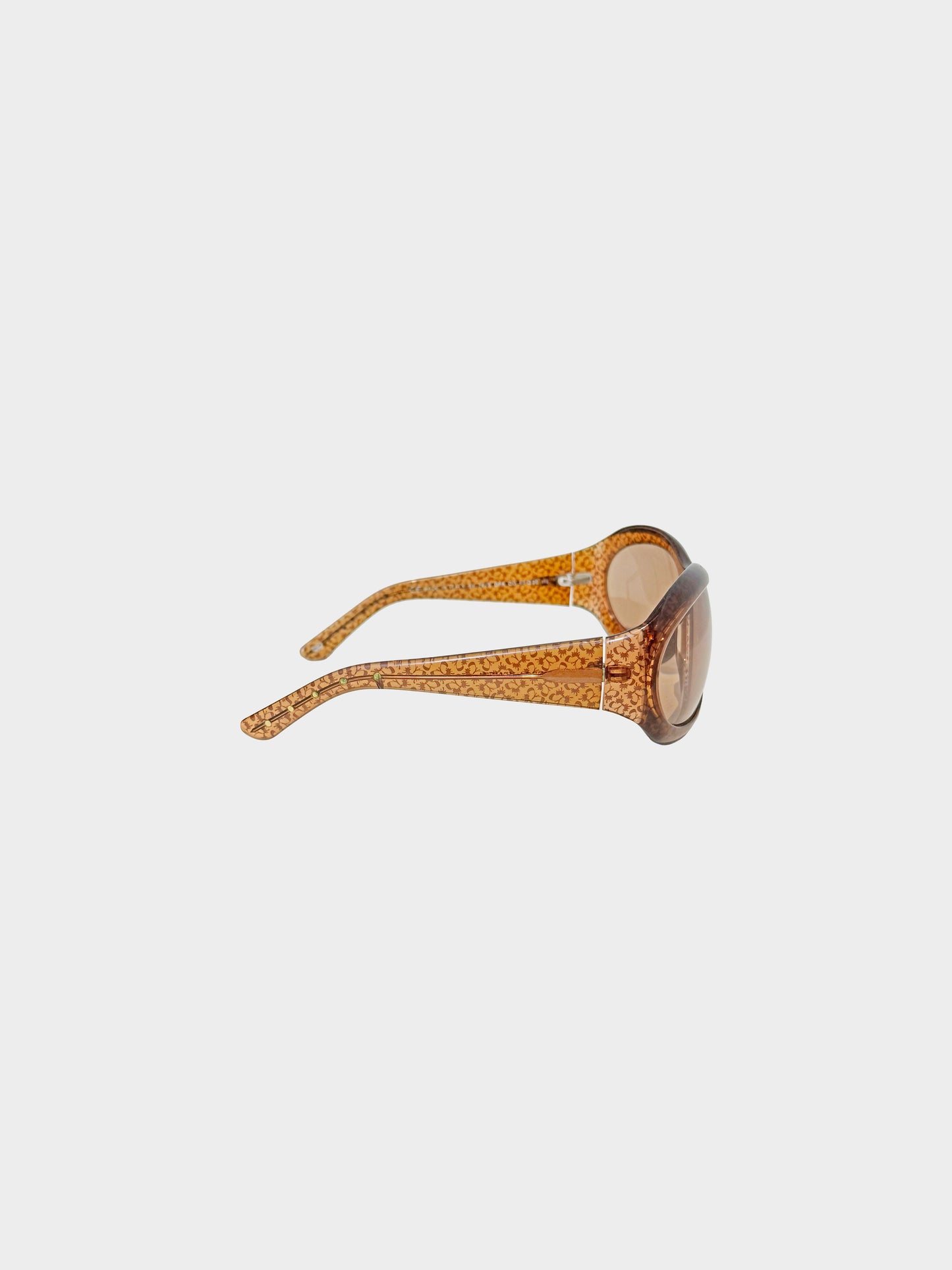 Bottega Veneta 2000s Brown Butterfly Print Translucent Sunglasses