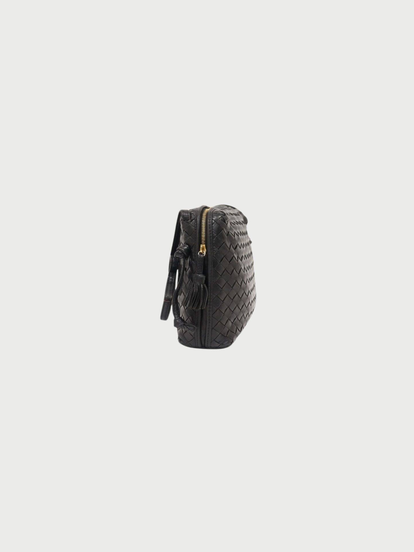 Bottega Veneta 2010s Black Intrecciato Leather Shoulder Bag